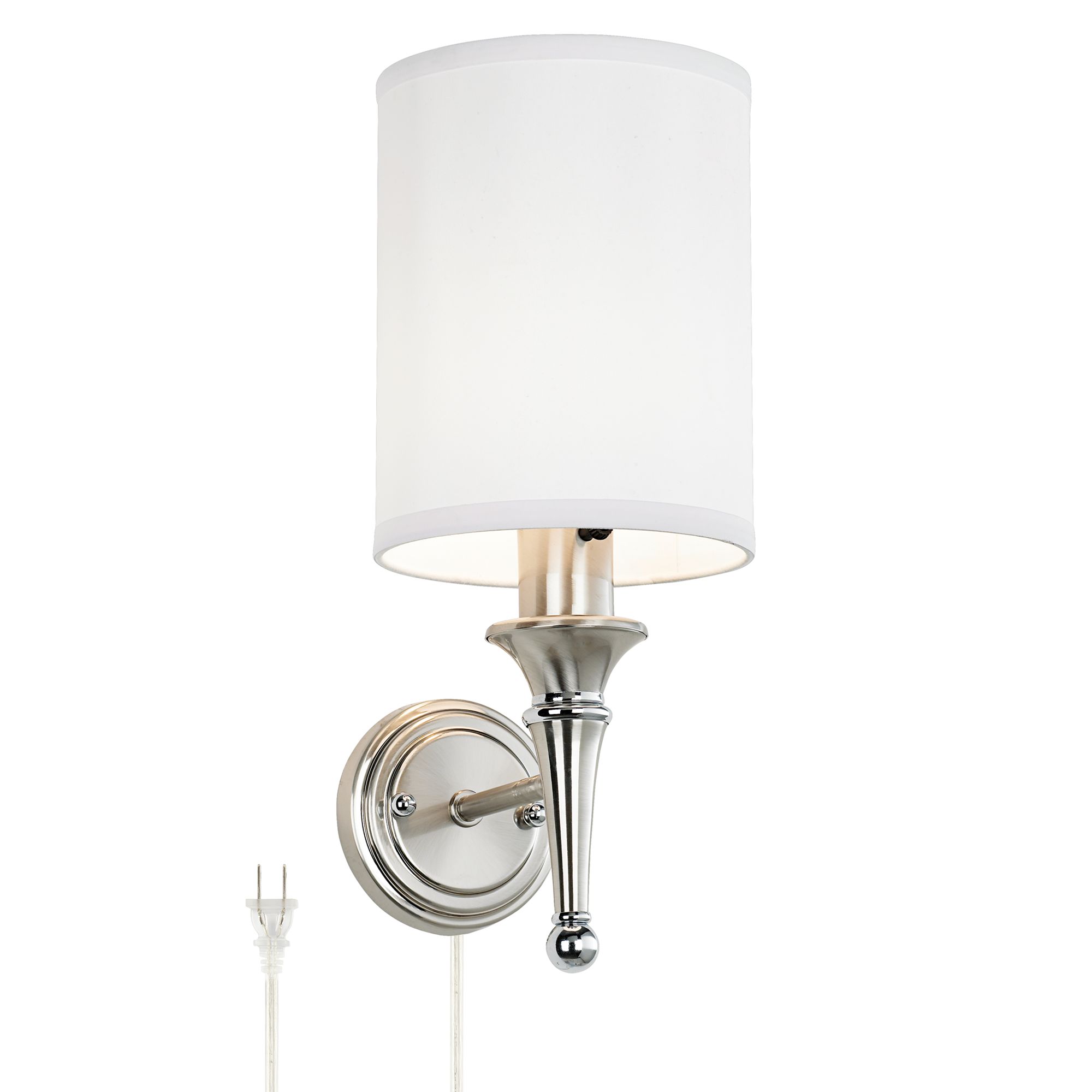 Contemporary Brushed Nickel Finish Plug-in Sconce