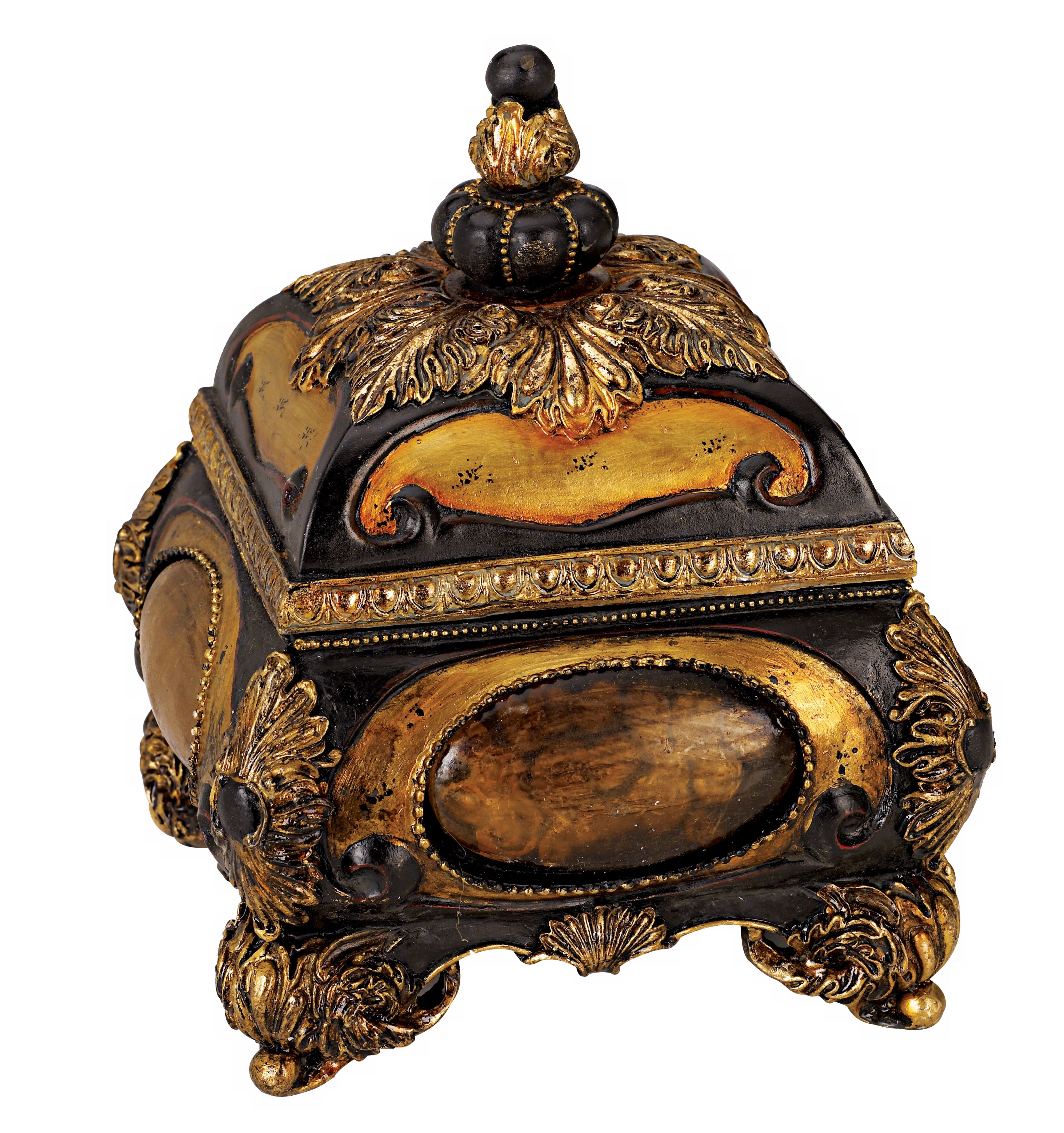Gold/Black Ornate Footed Decorative Box