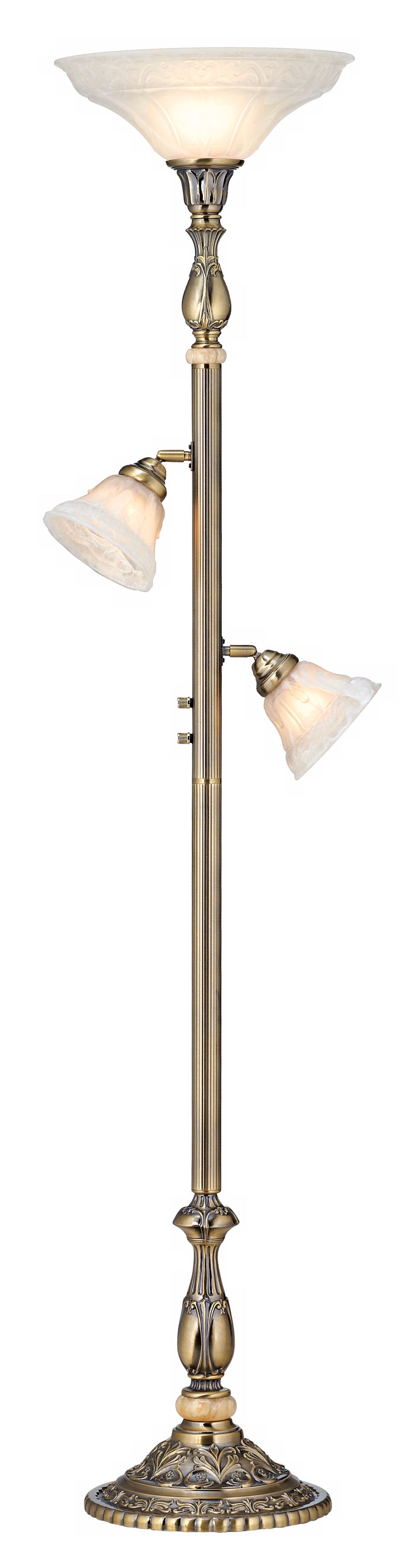 Antique Brass Onyx Accent Torchiere Floor Lamp