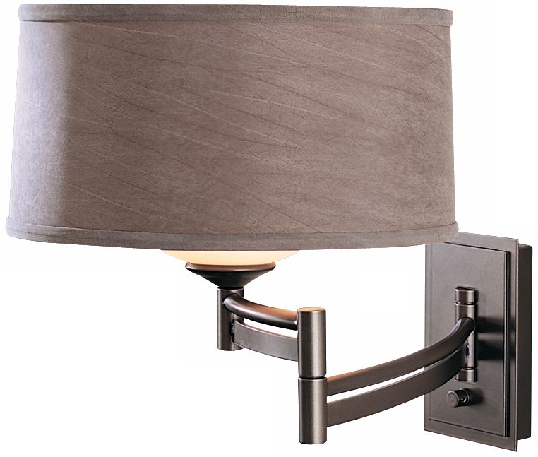Dark Smoke Gray Shade Swing Arm Wall Lamp