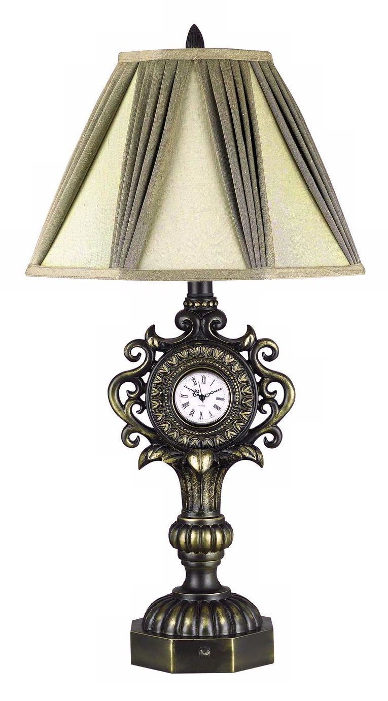 Flower Scroll 31 1/2" High Table Lamp with Clock