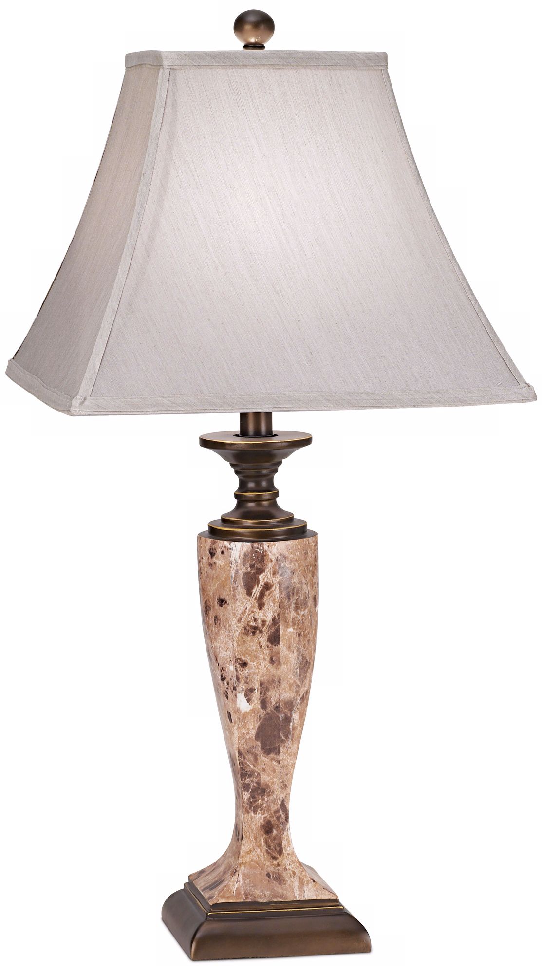 Faux Marble Tapered Column Table Lamp with Pagoda Shade