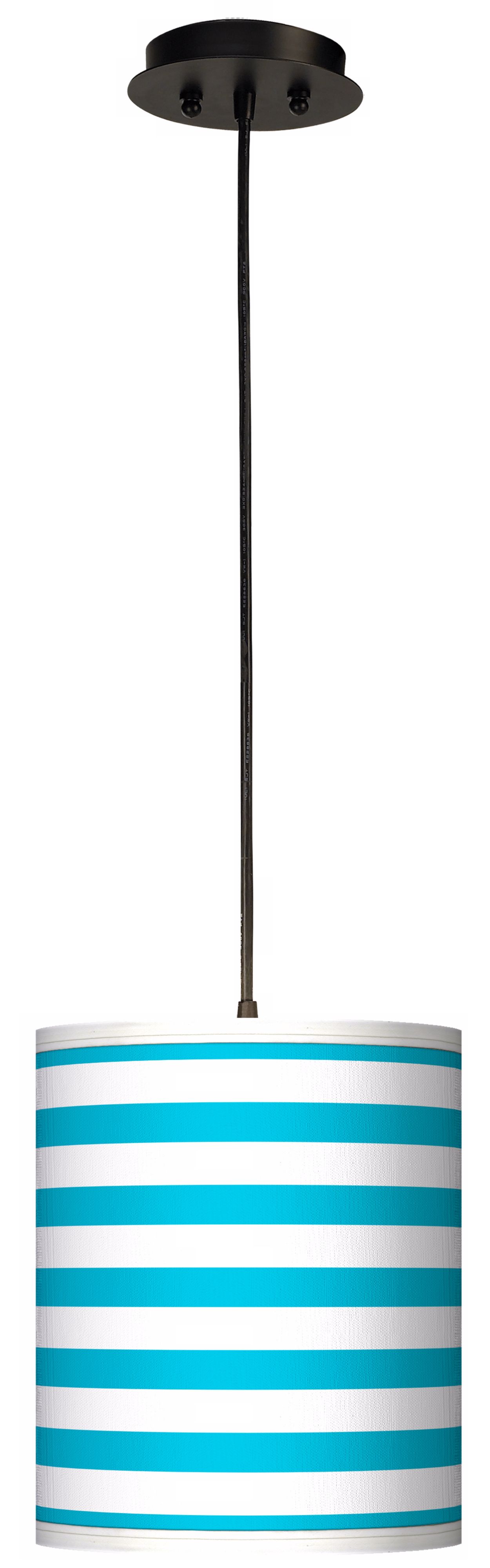 Aqua Horizontal Stripe 10" Wide 1-Light Mini Pendant