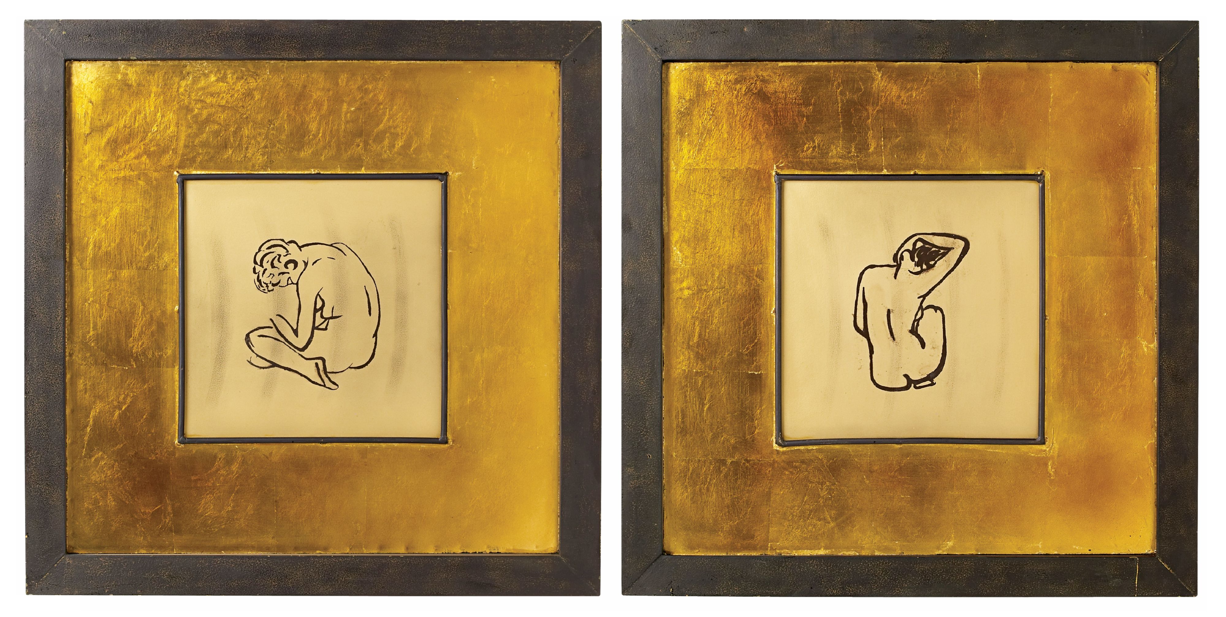 Set of Two Les Femmes Nues Oil Paintings