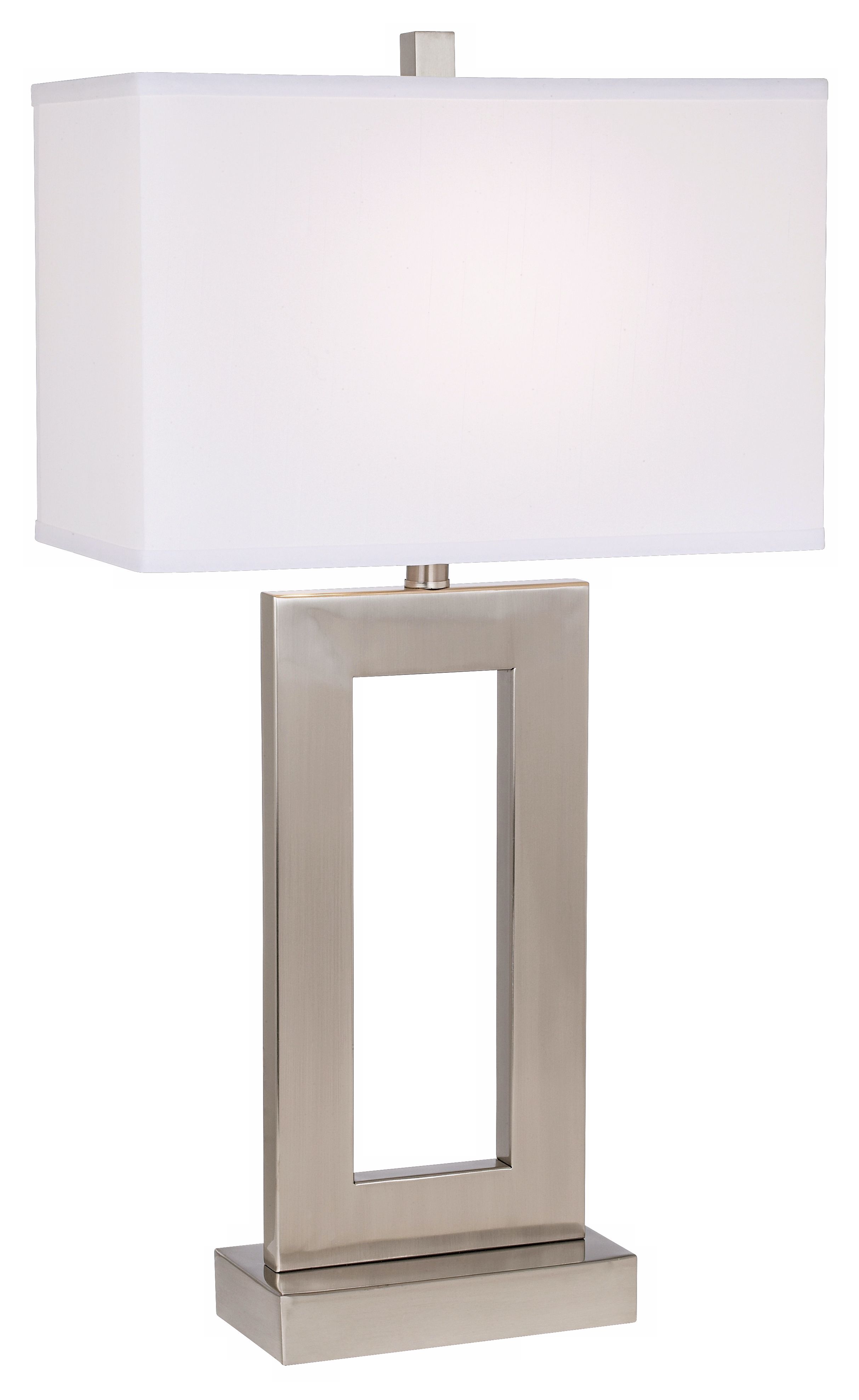 Brushed Steel Open Window Rectangular Table Lamp