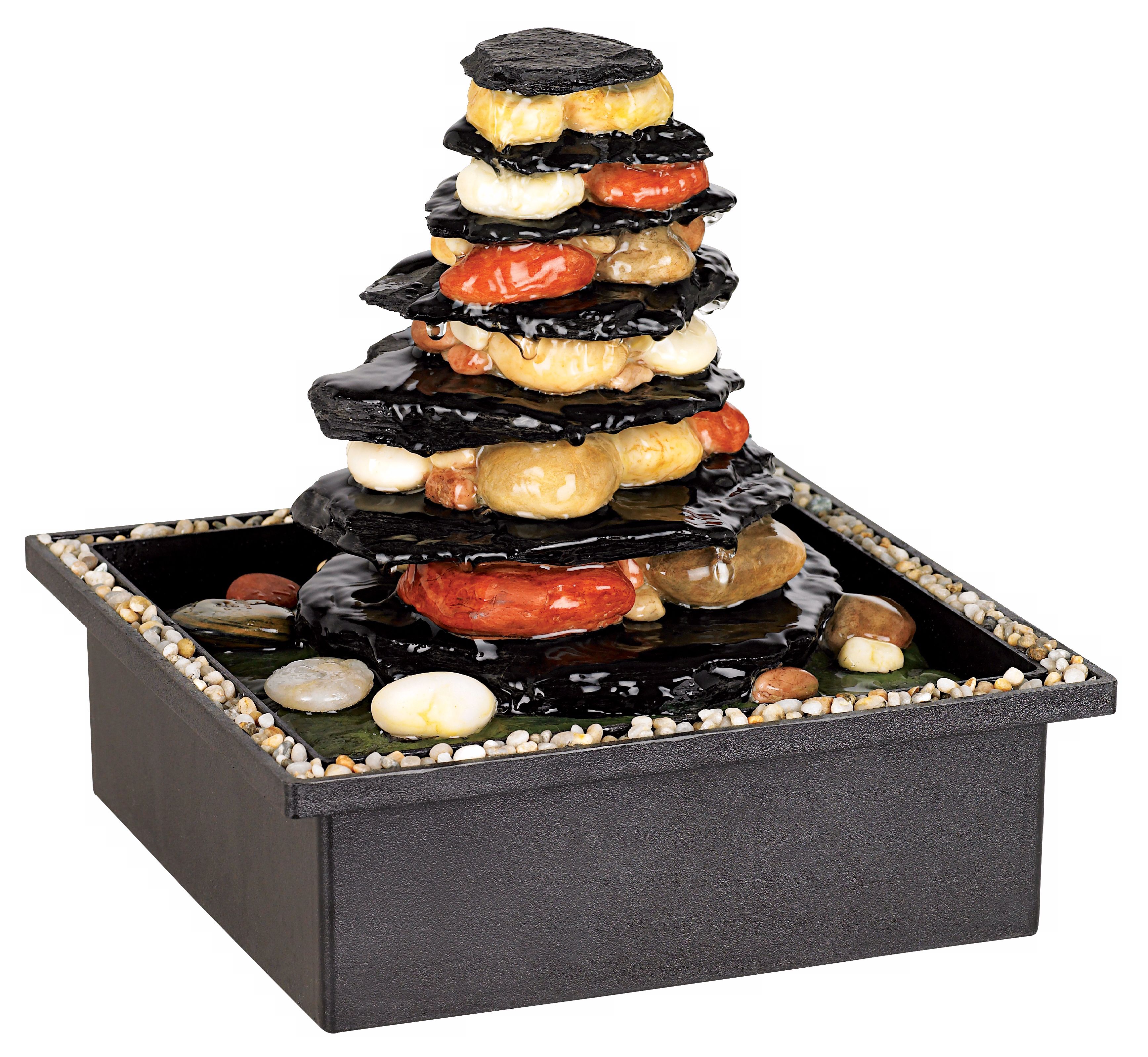 Stacked Stones and Pebbles Table Fountain