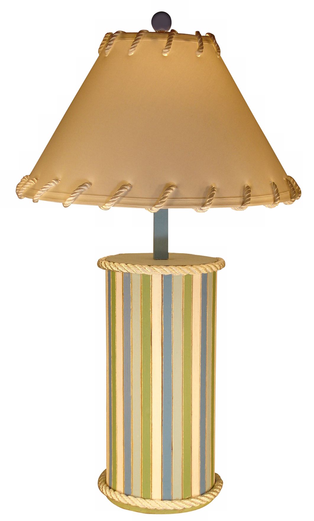 Wood Plank Beach Stripe Cylinder Table Lamp