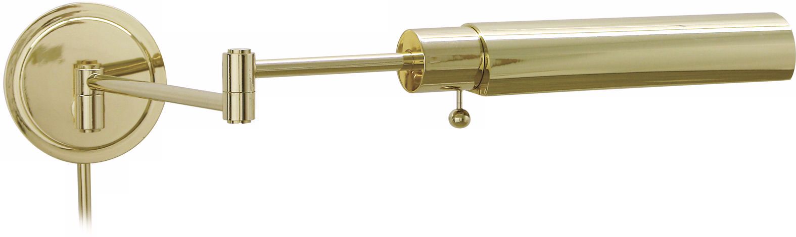 Polished Brass Round Head Plug-In Swing Arm Wall Lamp