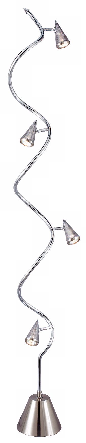 Venus Satin Steel Four Lite Spiral Floor Lamp