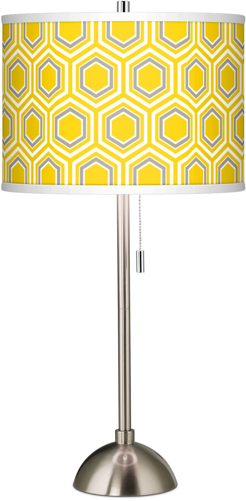 Honeycomb Giclee Brushed Steel Table Lamp