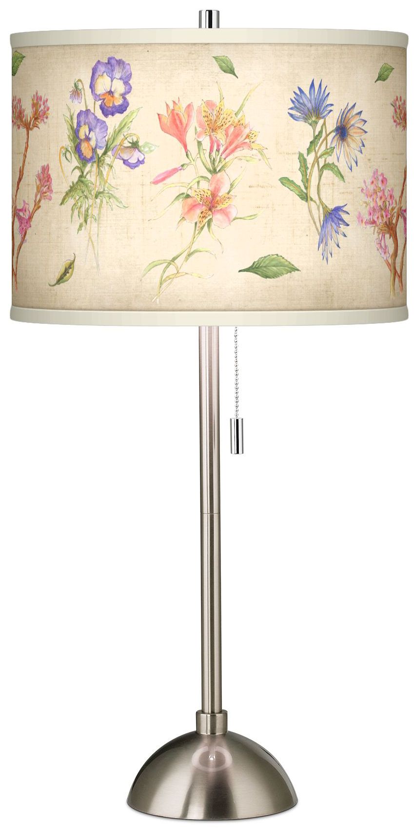 Floral Fancy Giclee Brushed Steel Table Lamp