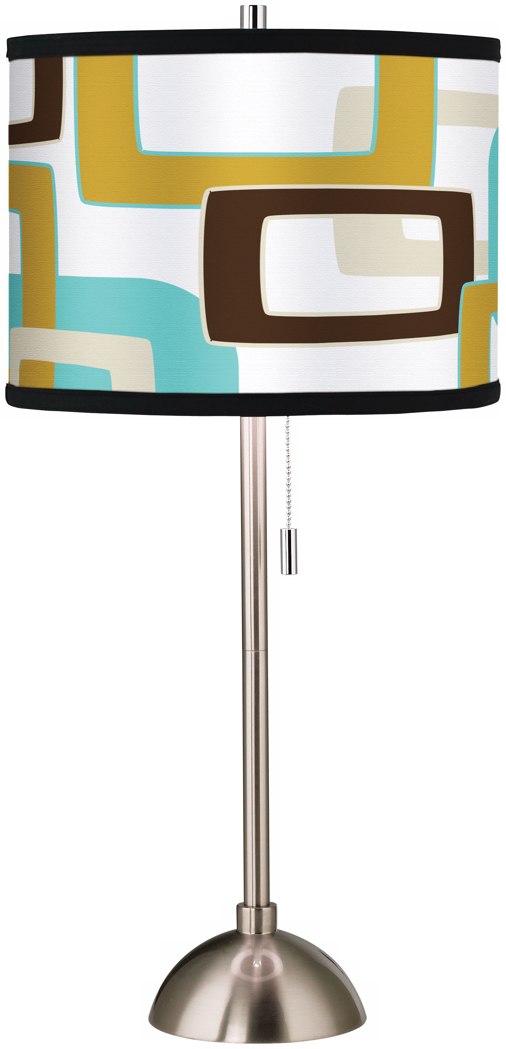 Countess Retro Rectangles Giclee Brushed Steel Table Lamp