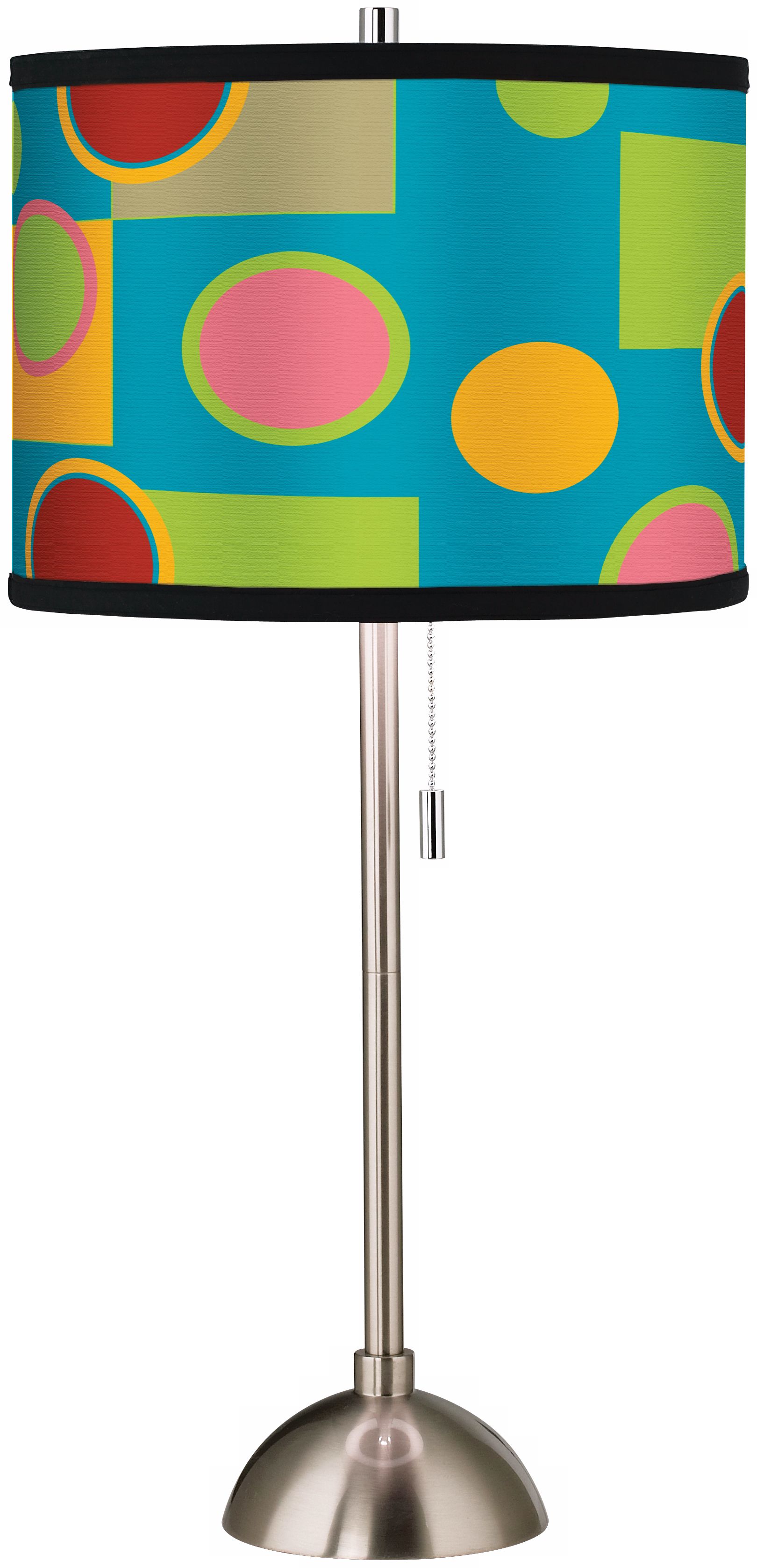 Vibrant Retro Medley Giclee Brushed Steel Table Lamp