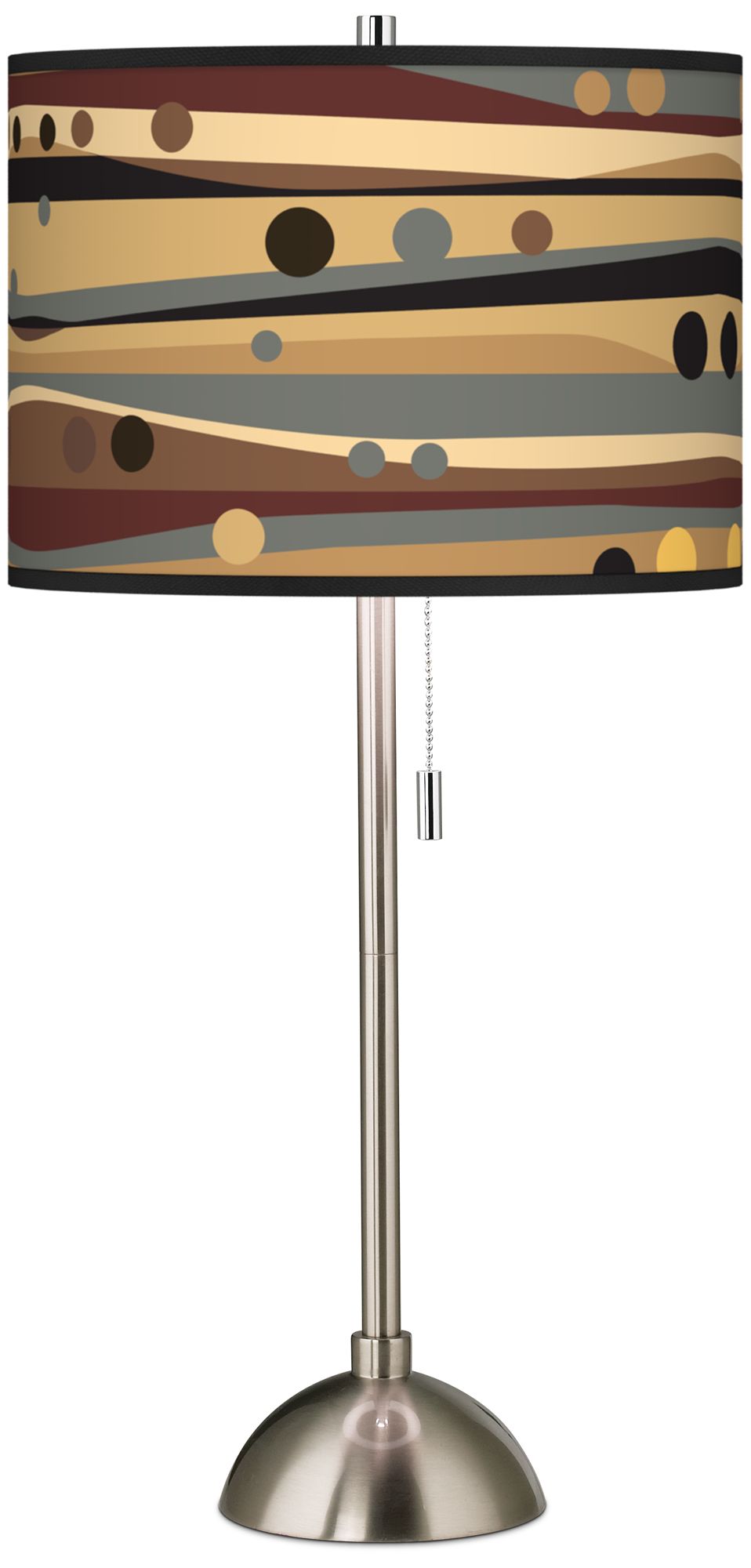 Natural Dots and Waves Giclee Brushed Steel Table Lamp