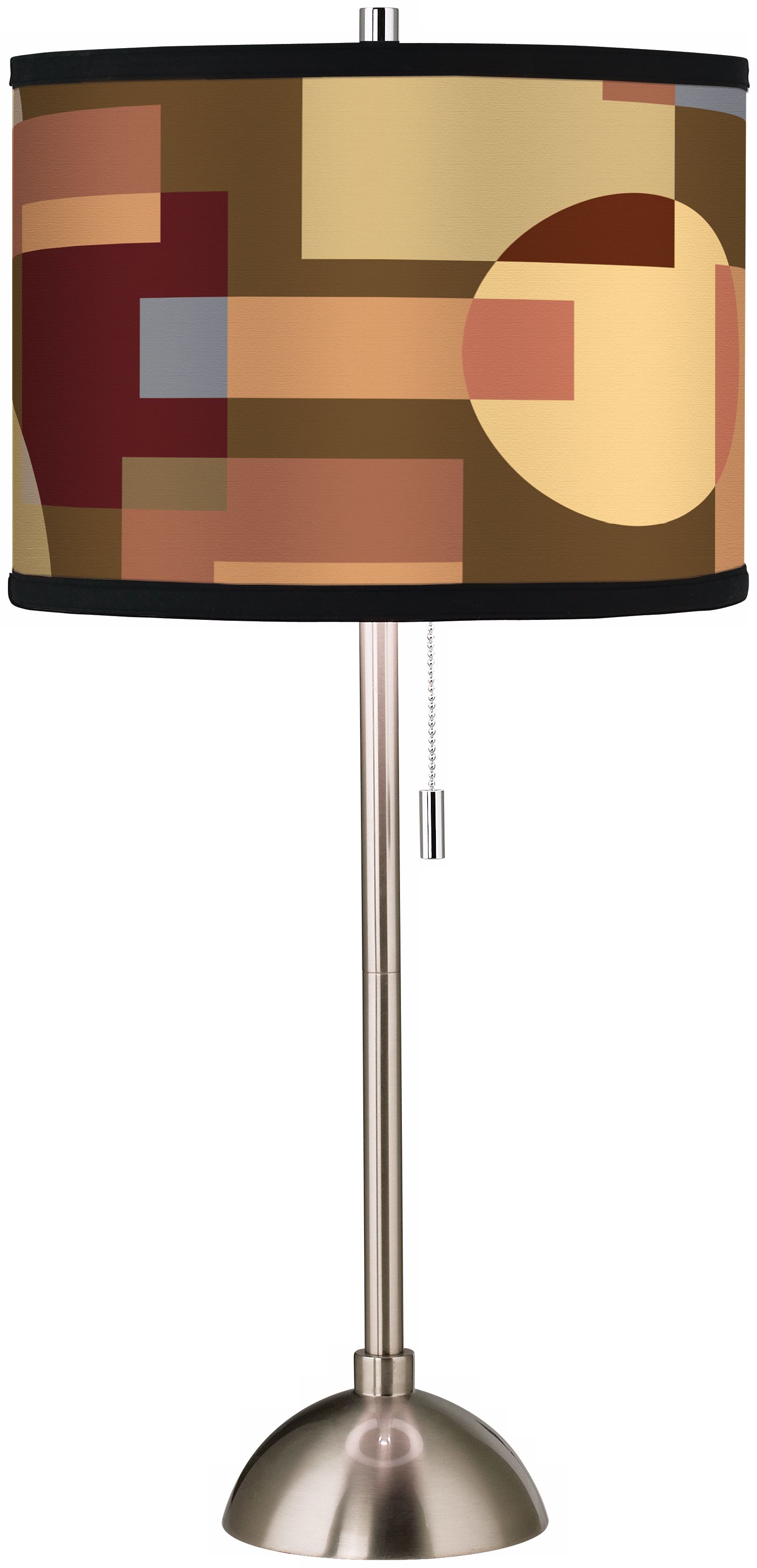 Cognac Geometrics Giclee Brushed Steel Table Lamp