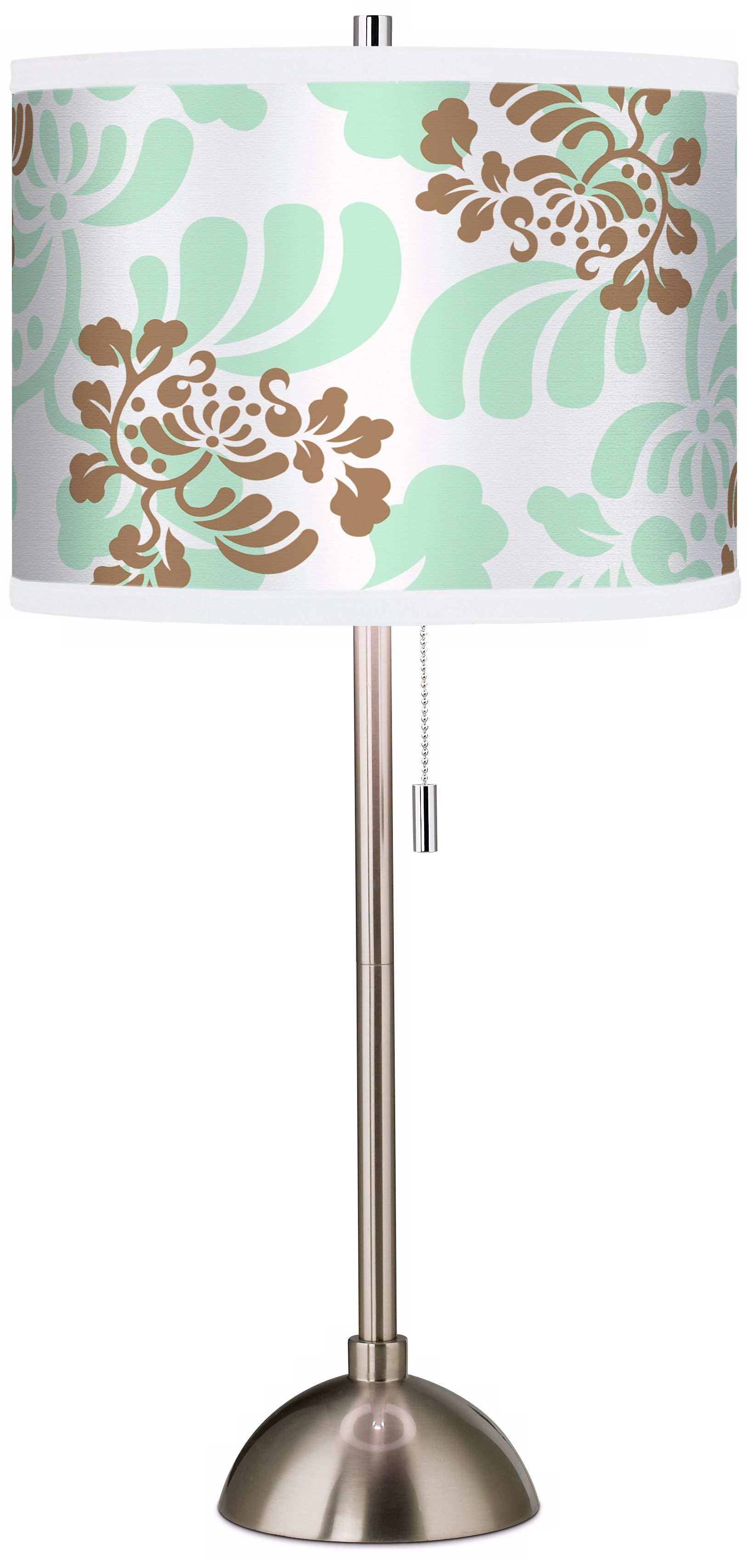 Classic Mist and Taupe Giclee Brushed Steel Table Lamp