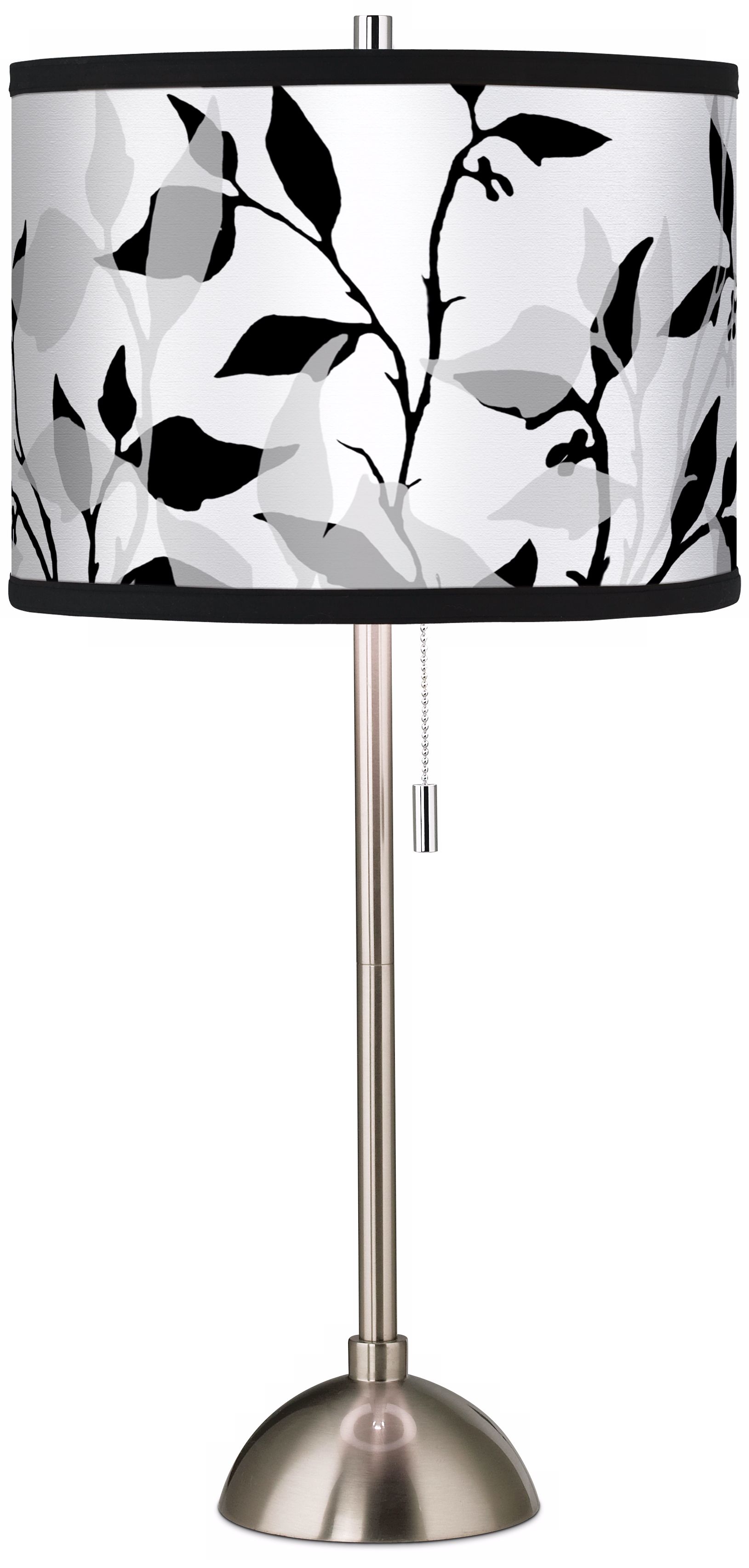 Three-Tone Leaves Giclee Brushed Steel Table Lamp
