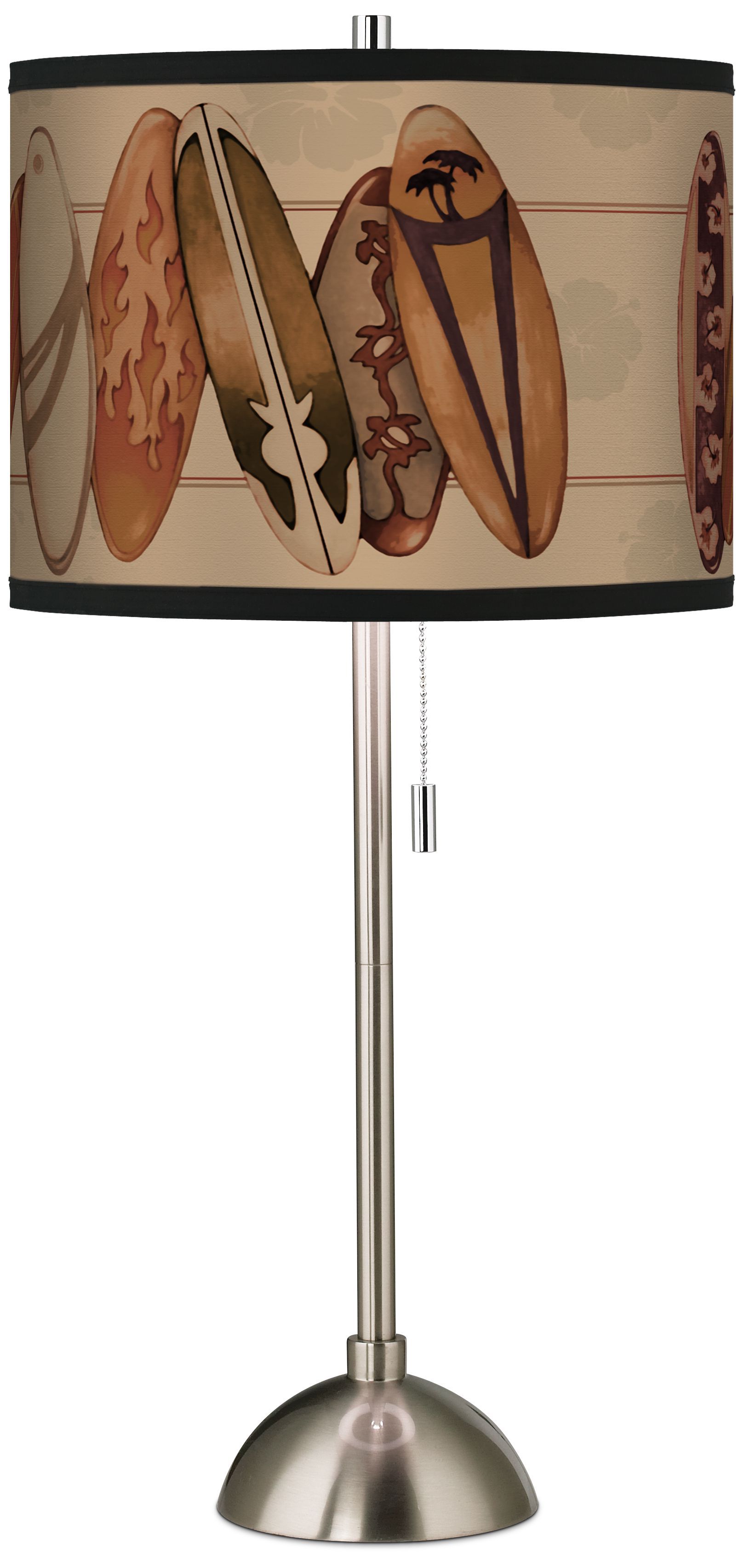 Perfect Wave Surfboard Giclee Brushed Steel Table Lamp
