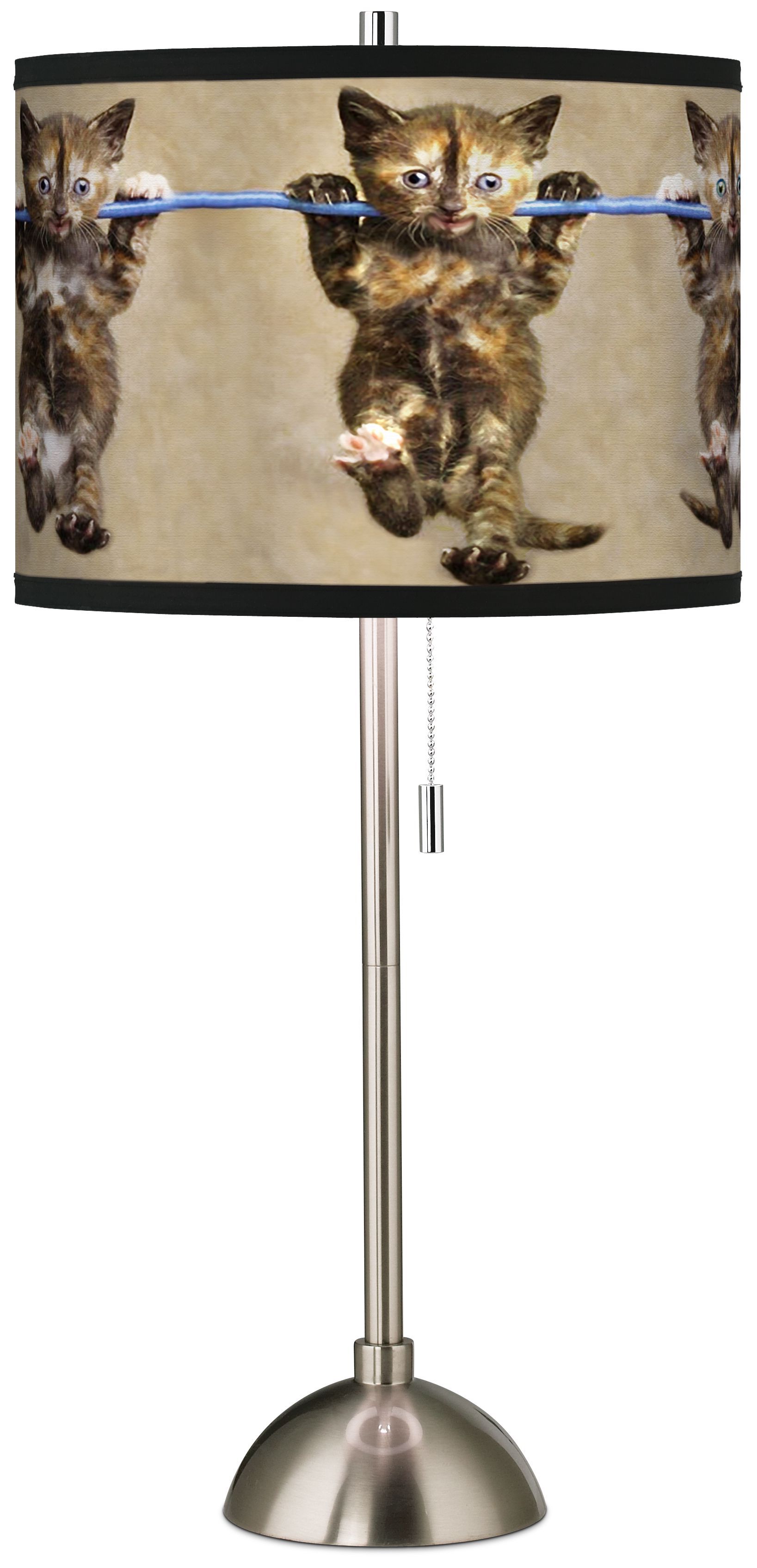 Cool Cat Giclee Brushed Steel Table Lamp