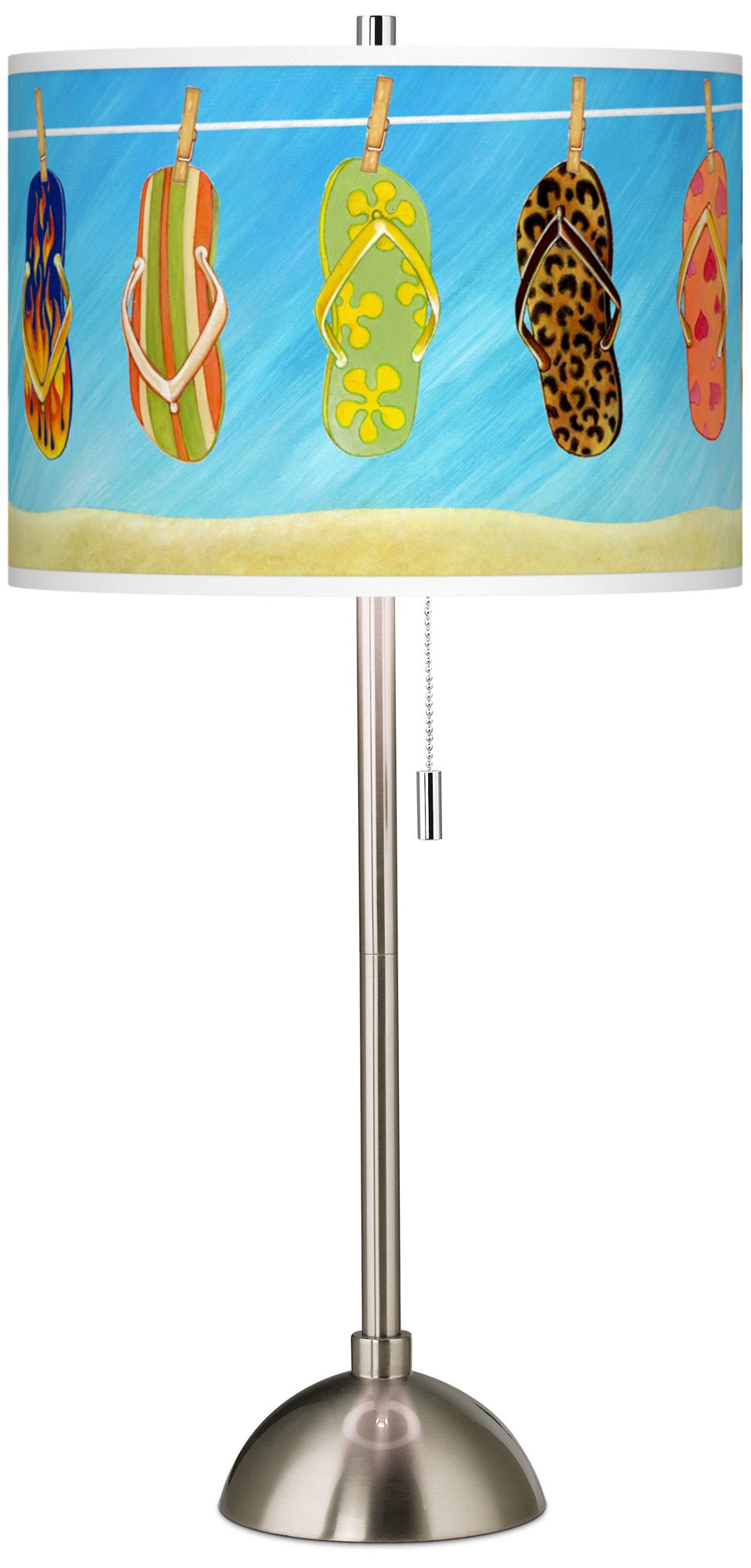 Summer Flip-Flops Giclee Brushed Steel Table Lamp