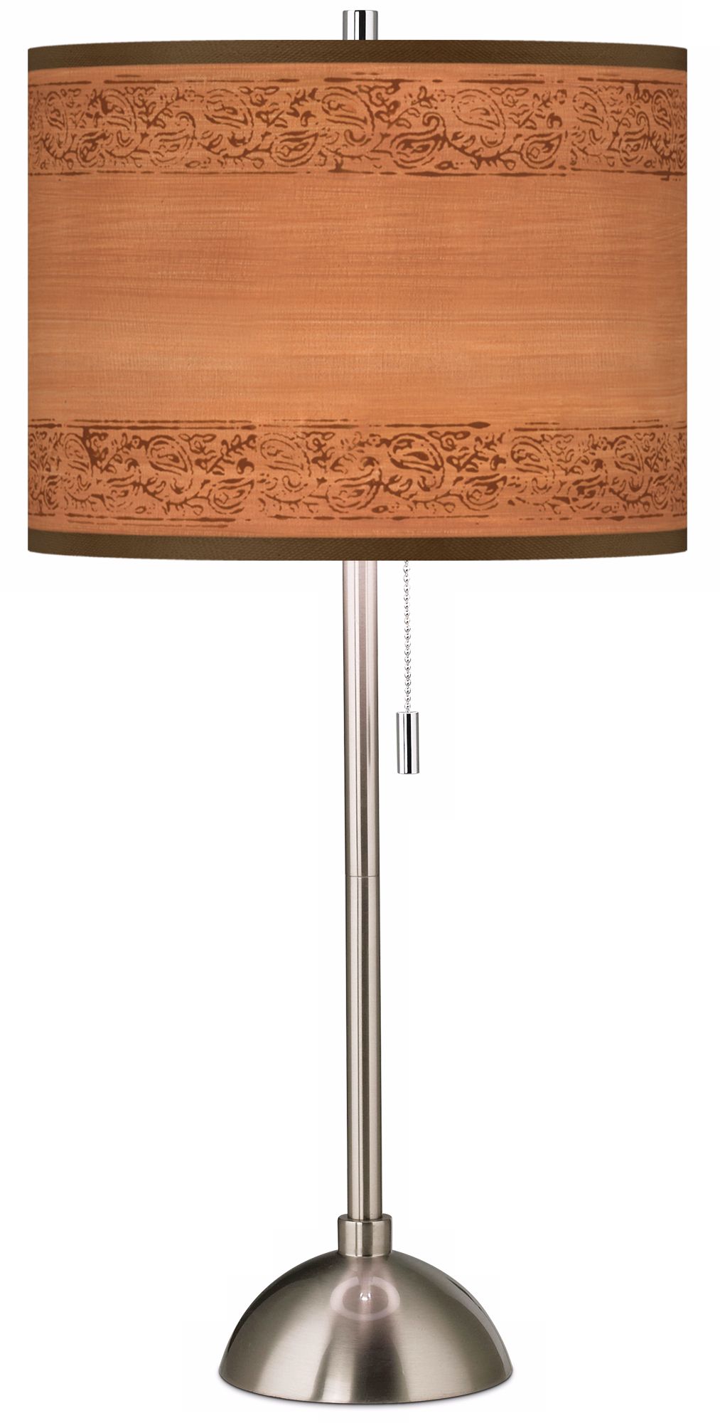 Paisley Trim Brushed Steel Contemporary Table Lamp