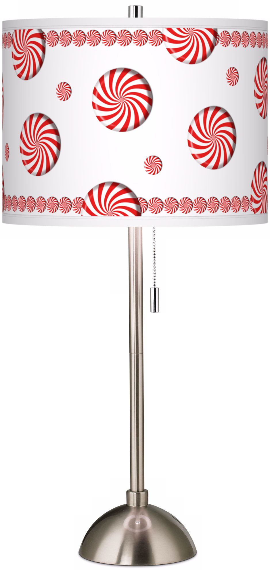 Peppermint Pinwheels Giclee Shade Brushed Steel Table Lamp