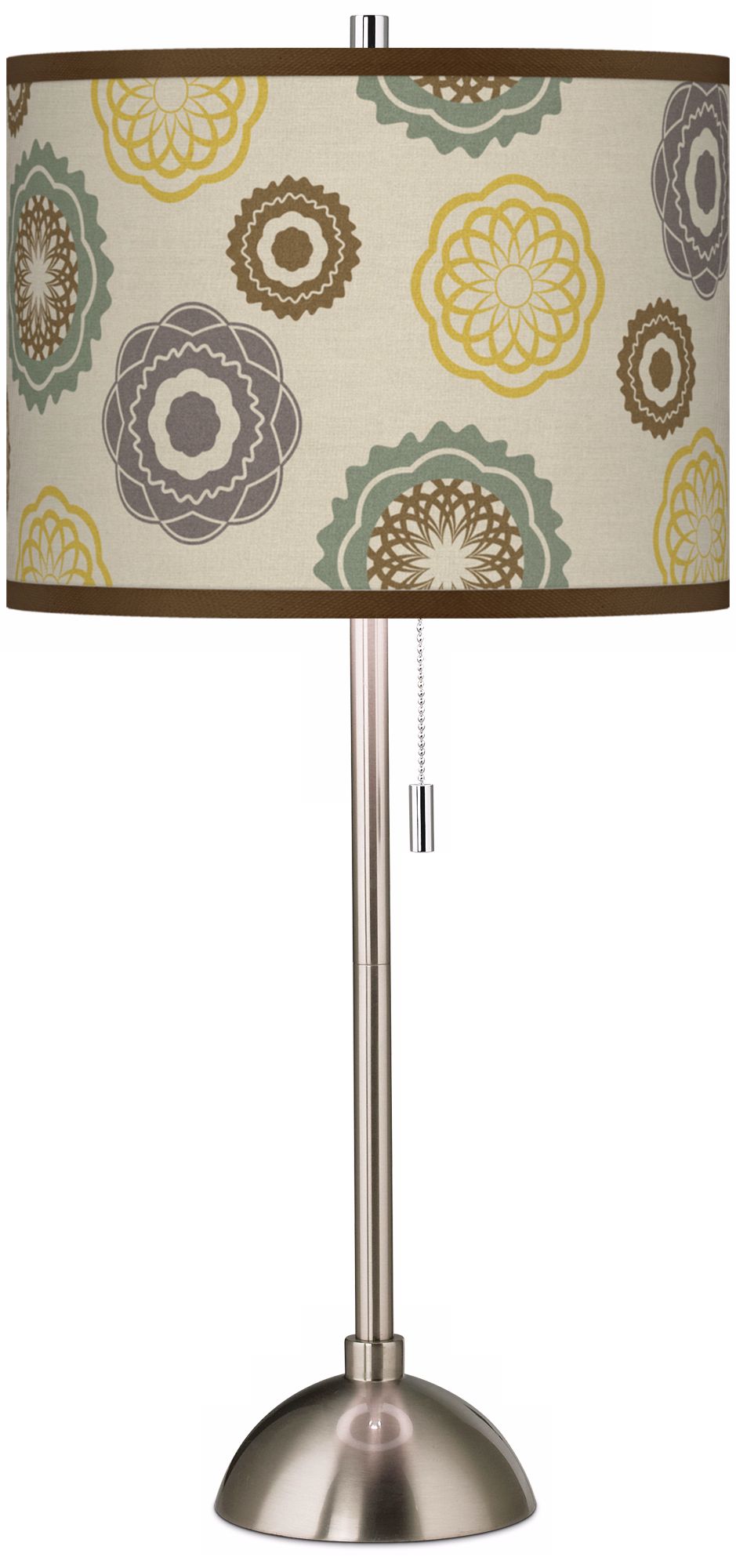 Ornaments Linen Giclee Shade Brushed Steel Table Lamp