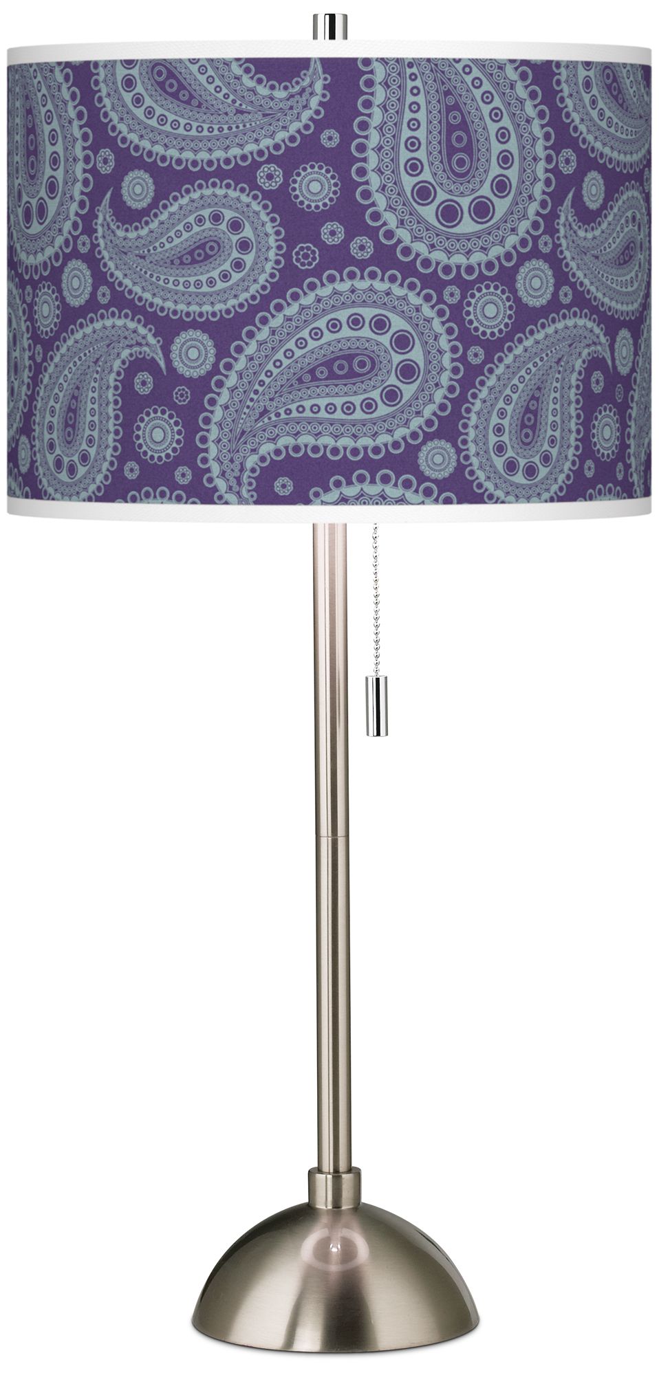 Purple Paisley Linen Giclee Contemporary Table Lamp