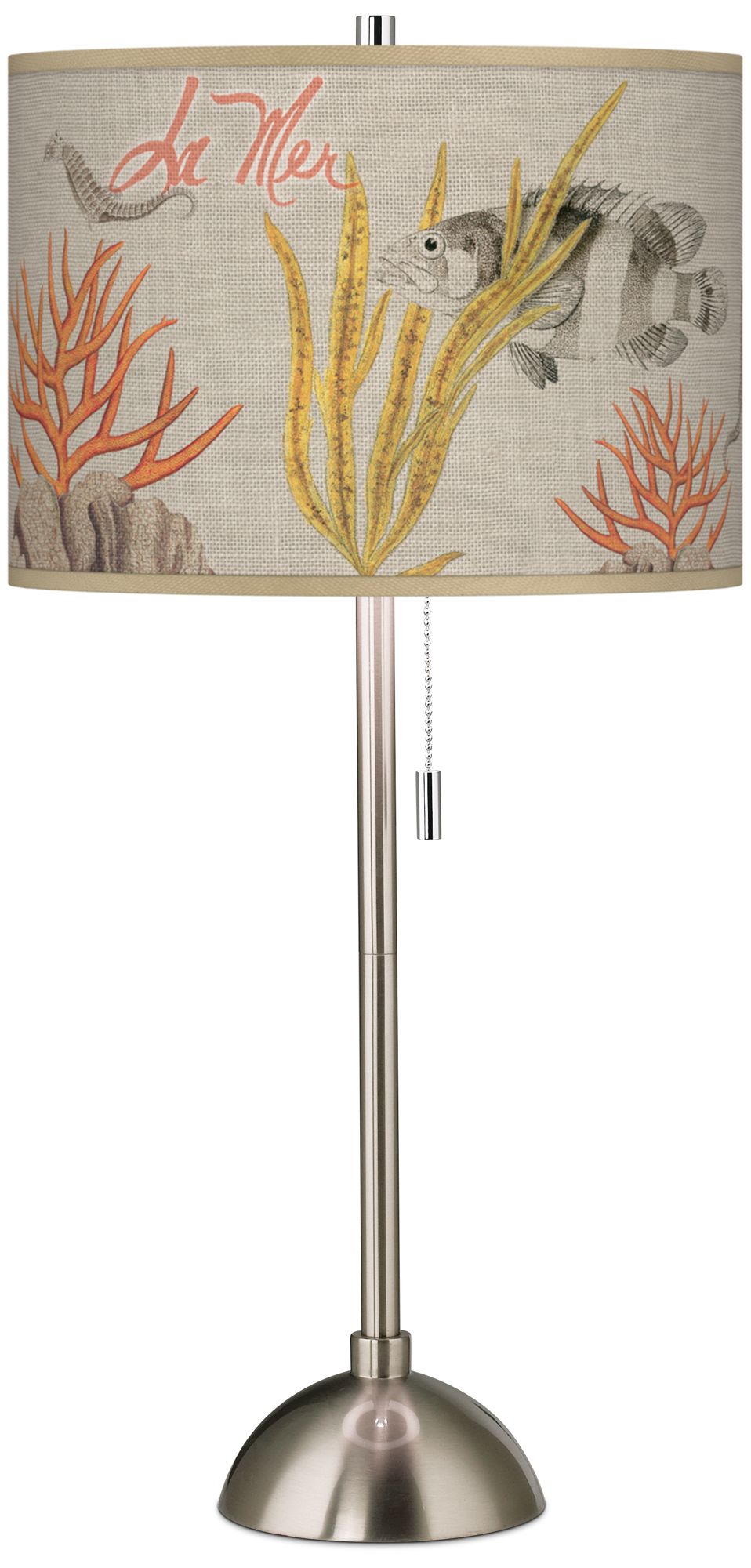 La Mer Coral Giclee Contemporary Table Lamp