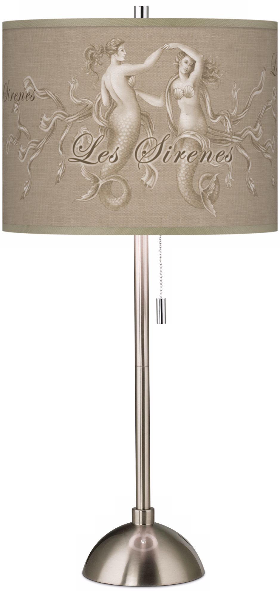 Les Sirenes Natural Giclee Contemporary Table Lamp