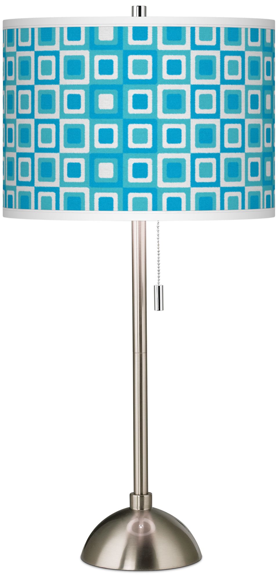 Blue Boxes Linen Giclee Contemporary Table Lamp