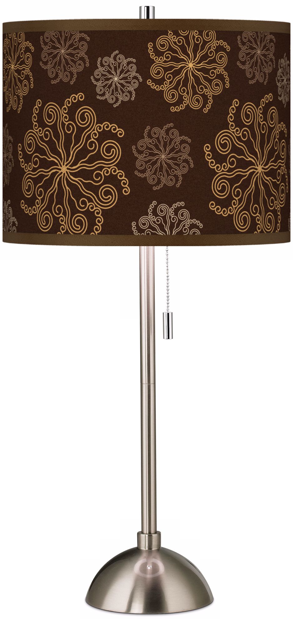 Chocolate Blossom Linen Giclee Contemporary Table Lamp