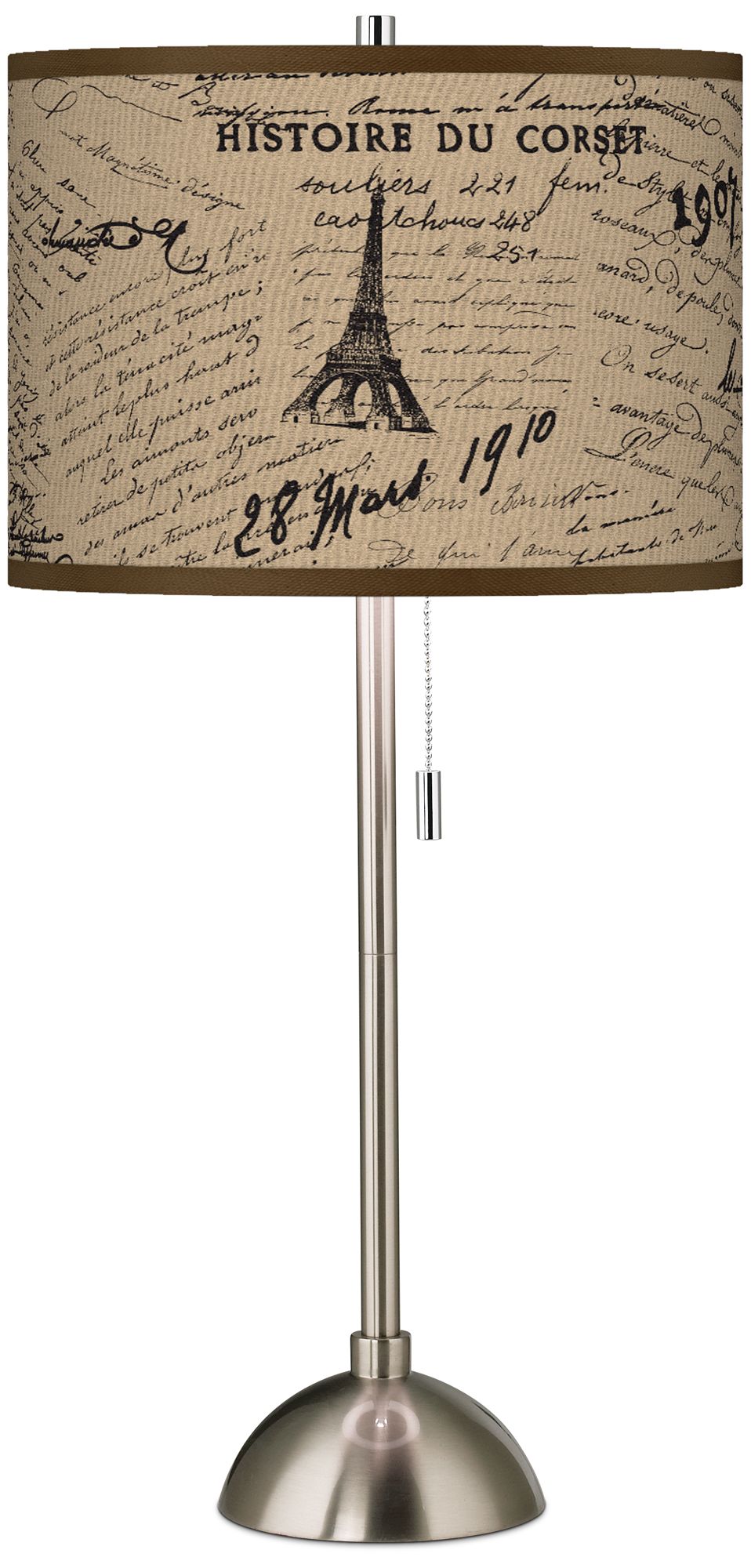 Letters to Paris Giclee Brushed Steel Table Lamp
