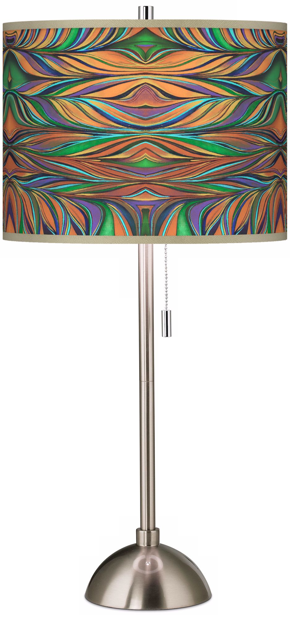 Exotic Peacock Giclee Shade Contemporary Table Lamp