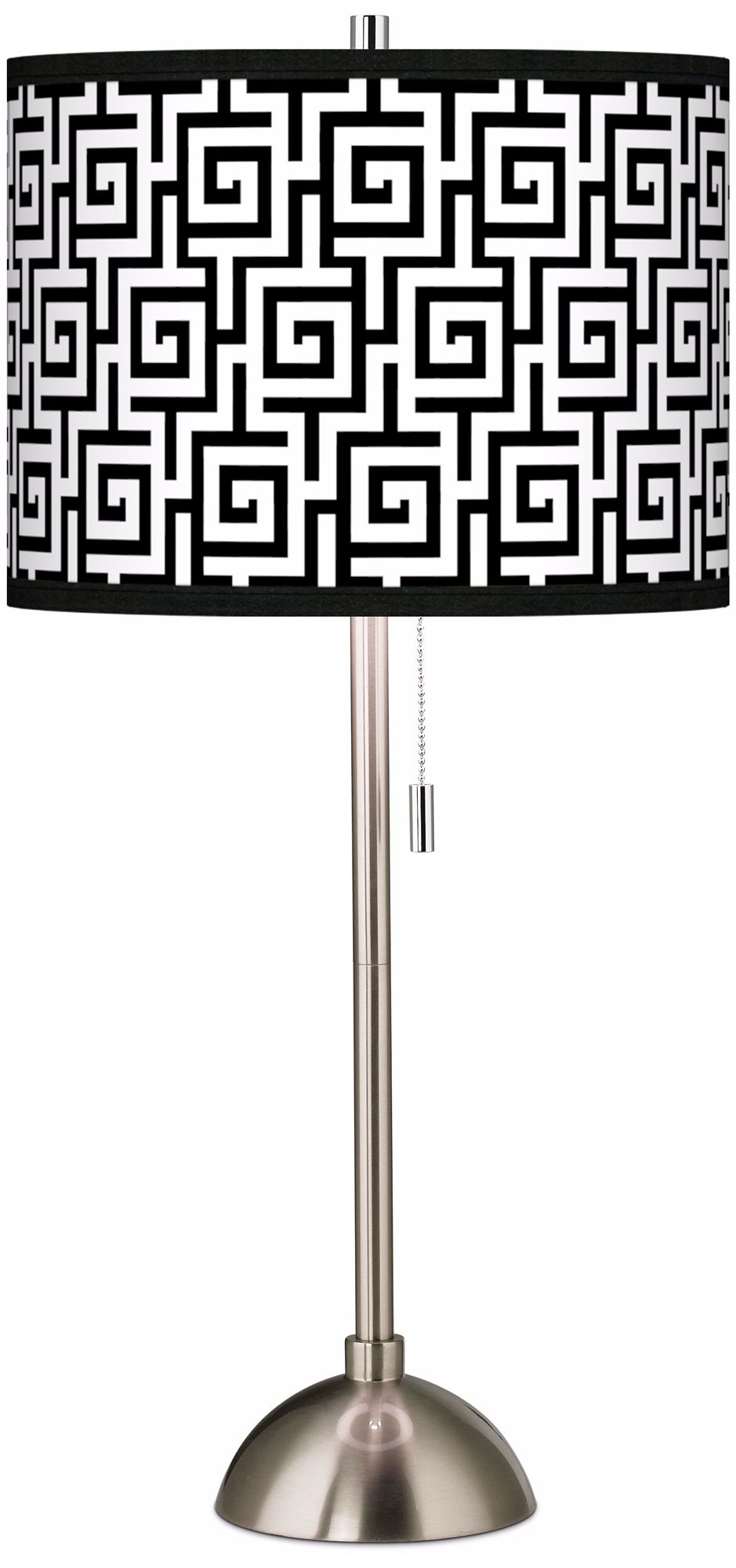 Greek Key Giclee Brushed Steel Table Lamp