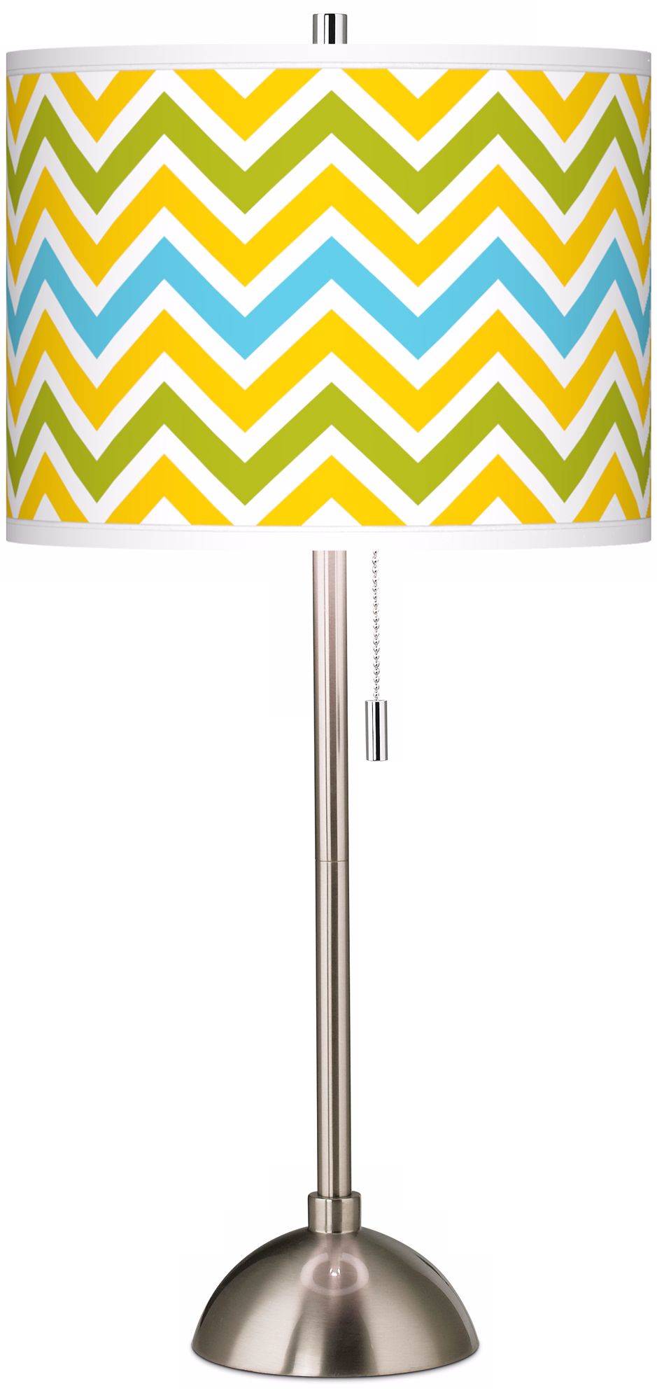 Citrus Zig Zag Giclee Brushed Steel Table Lamp
