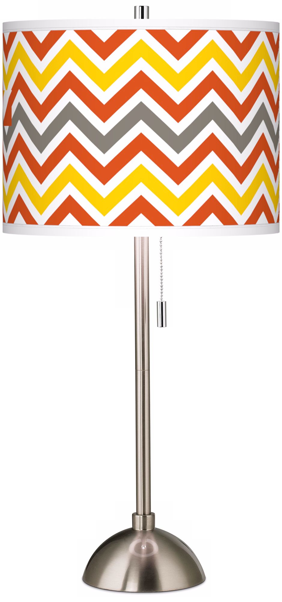 Flame Zig Zag Giclee Brushed Steel Table Lamp