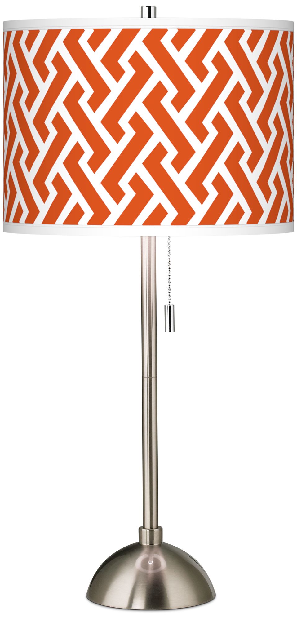 Red Brick Weave Giclee Brushed Steel Table Lamp