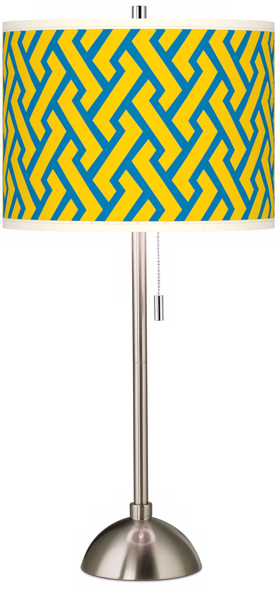 Yellow Brick Weave Giclee Brushed Steel Table Lamp