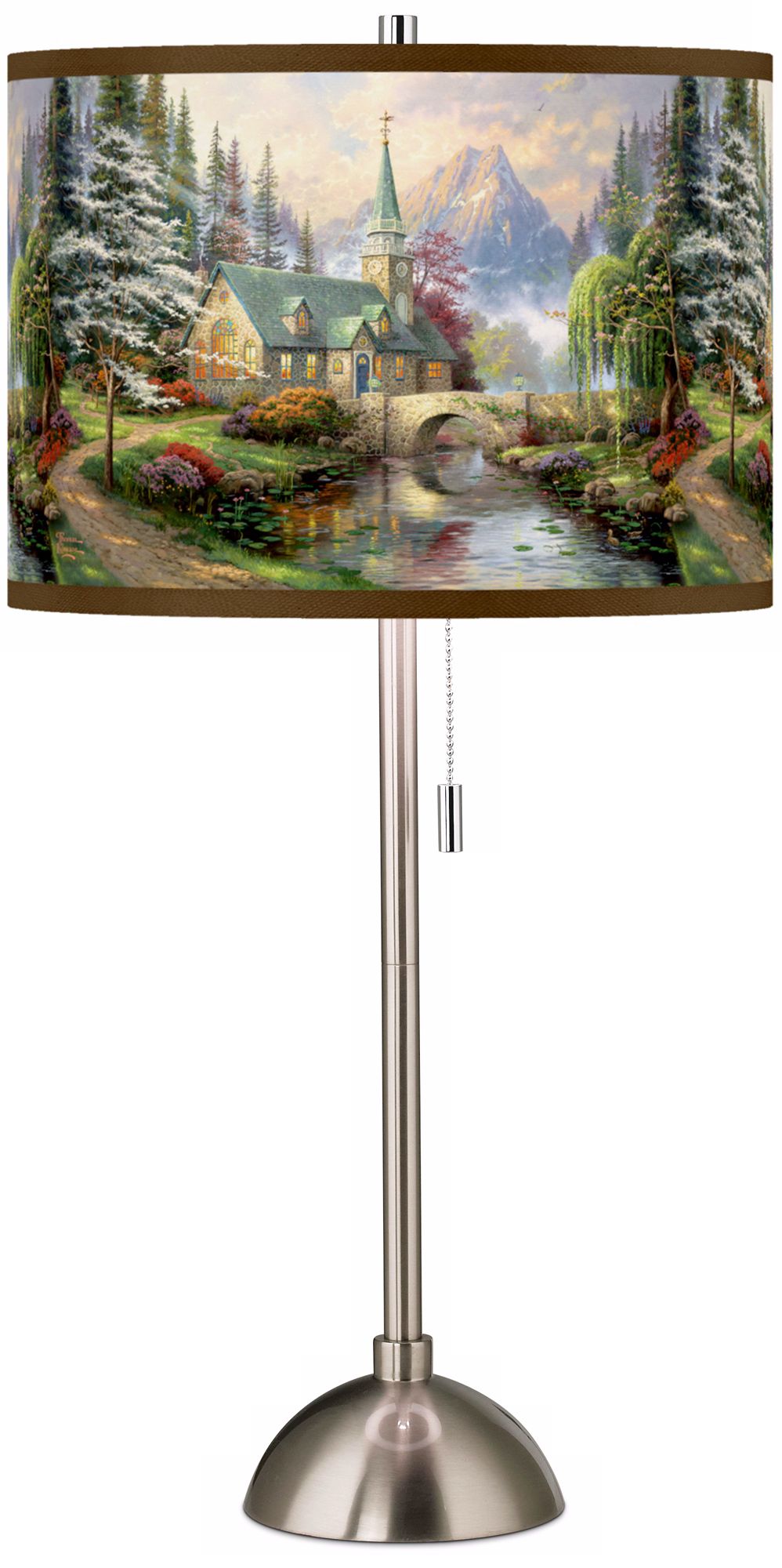 Thomas Kinkade Dogwood Chapel Giclee Shade Table Lamp
