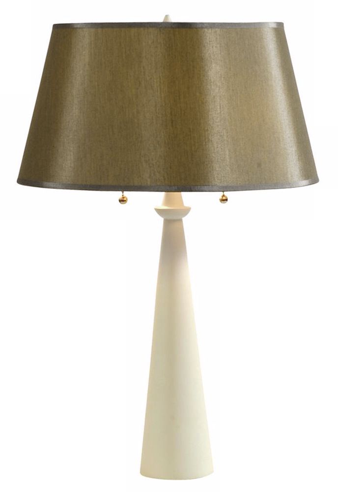 Lights Up! Dasan Ivory Table Lamp Driftwood Silk Shade