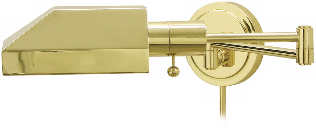 Rectangular Polished Brass Plug-In Swing Arm Wall Lamp