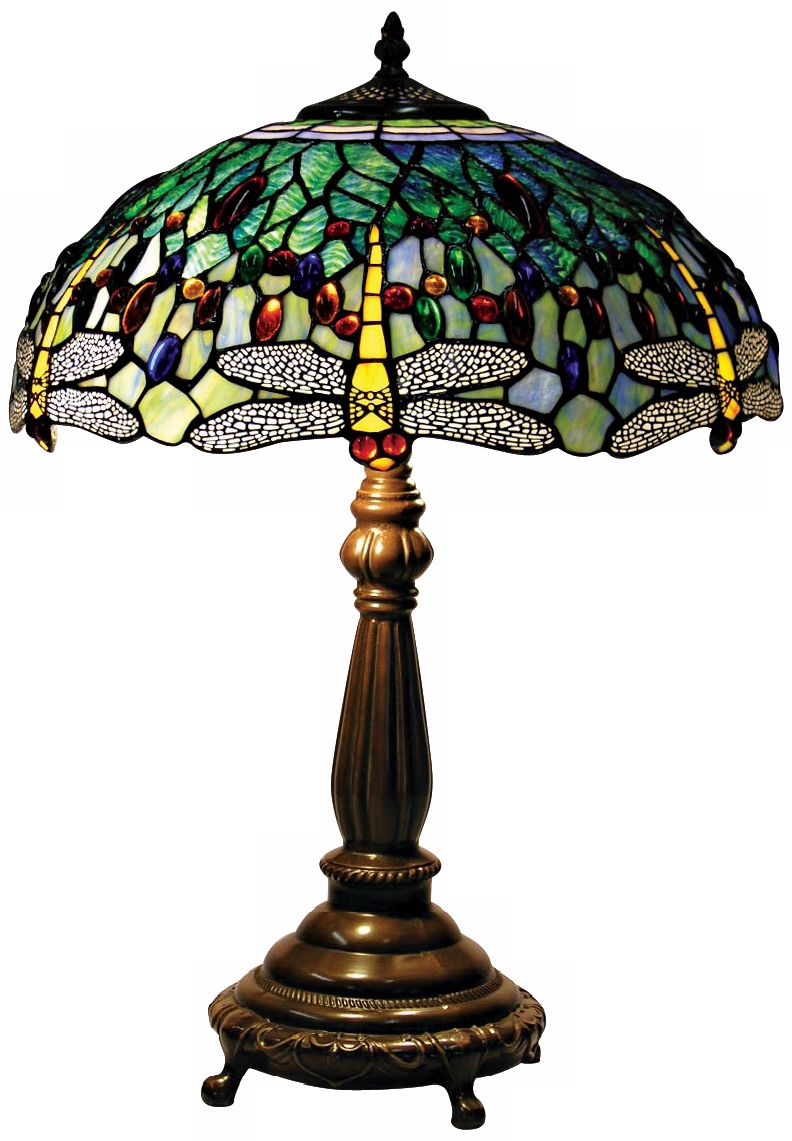 Yellow Dragonfly Tiffany Style Table Lamp