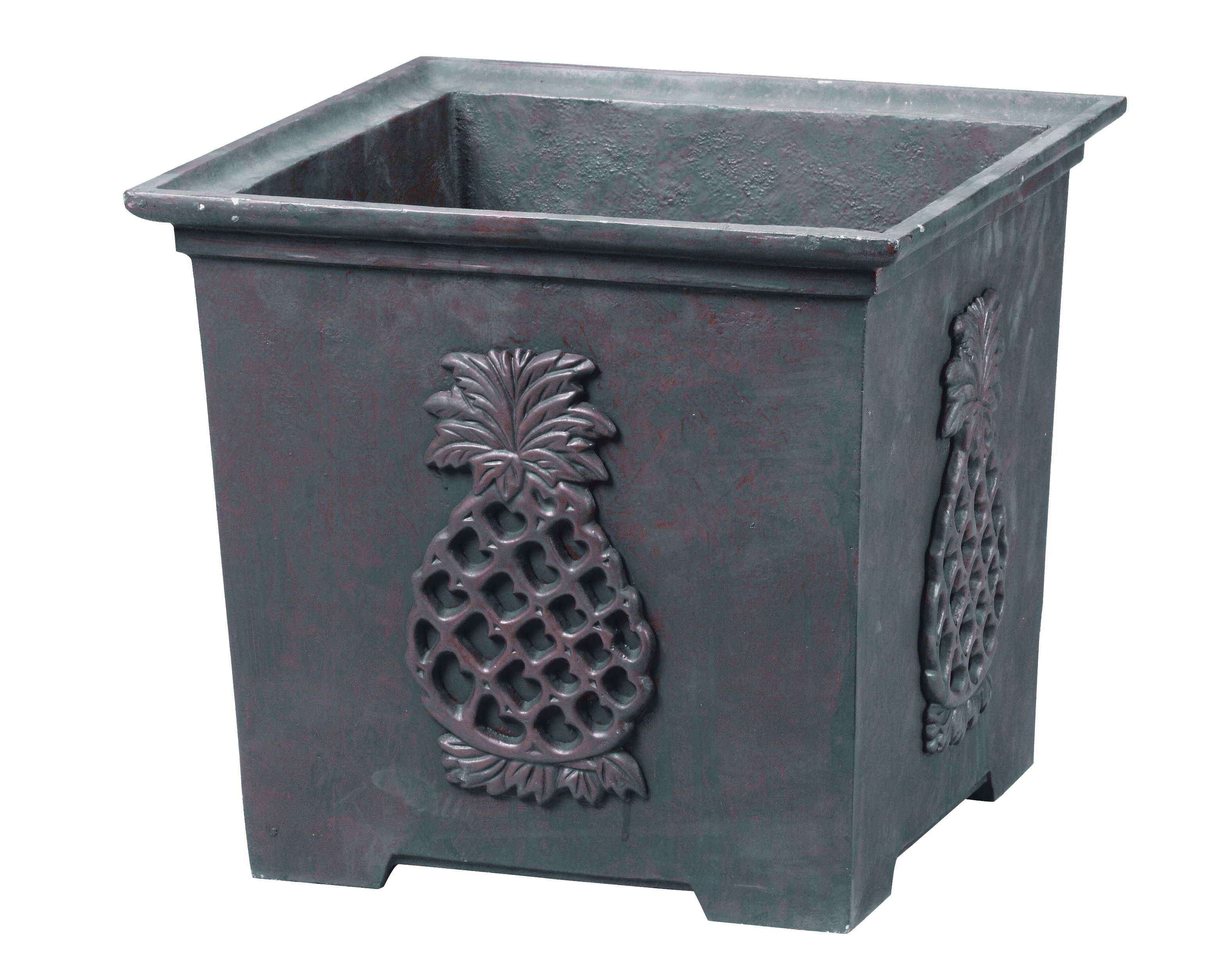 Williamsburg Square Bronze Finish Pineapple Planter