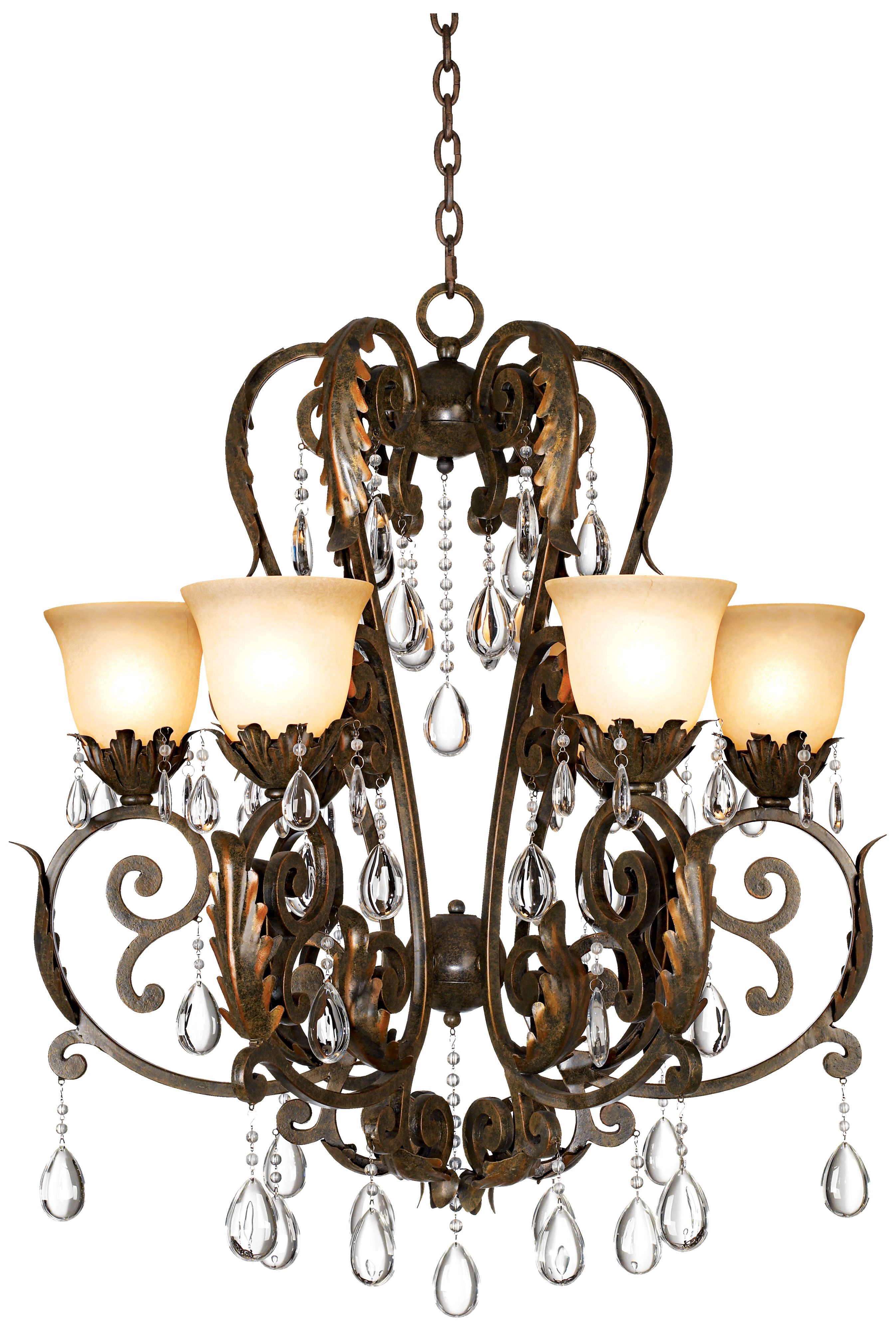 Valentina Iron Leaf Collection Six Light Chandelier