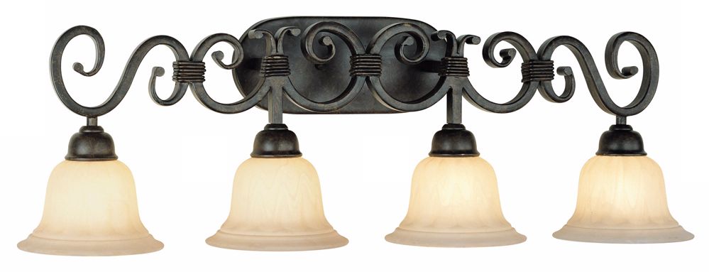 Iron Scroll Collection 34 1/8" Wide Bathroom Light Fixture