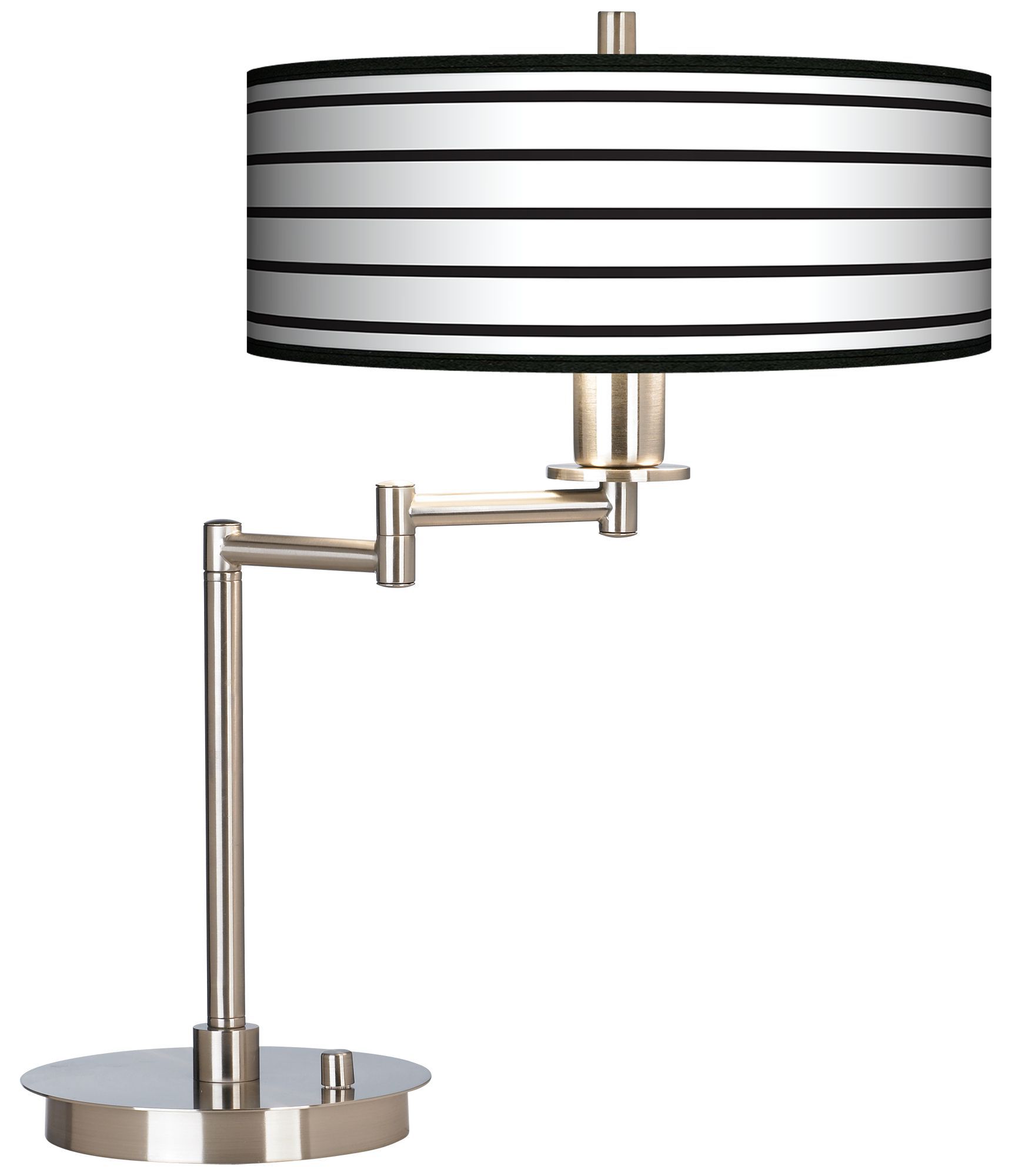 Black Parallels On White Giclee CFL Swing Arm Desk Lamp