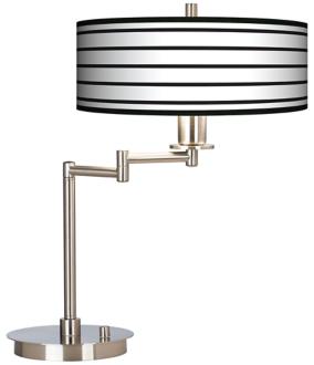 Black Parallels On White Giclee CFL Swing Arm Desk Lamp 61495 J6849
