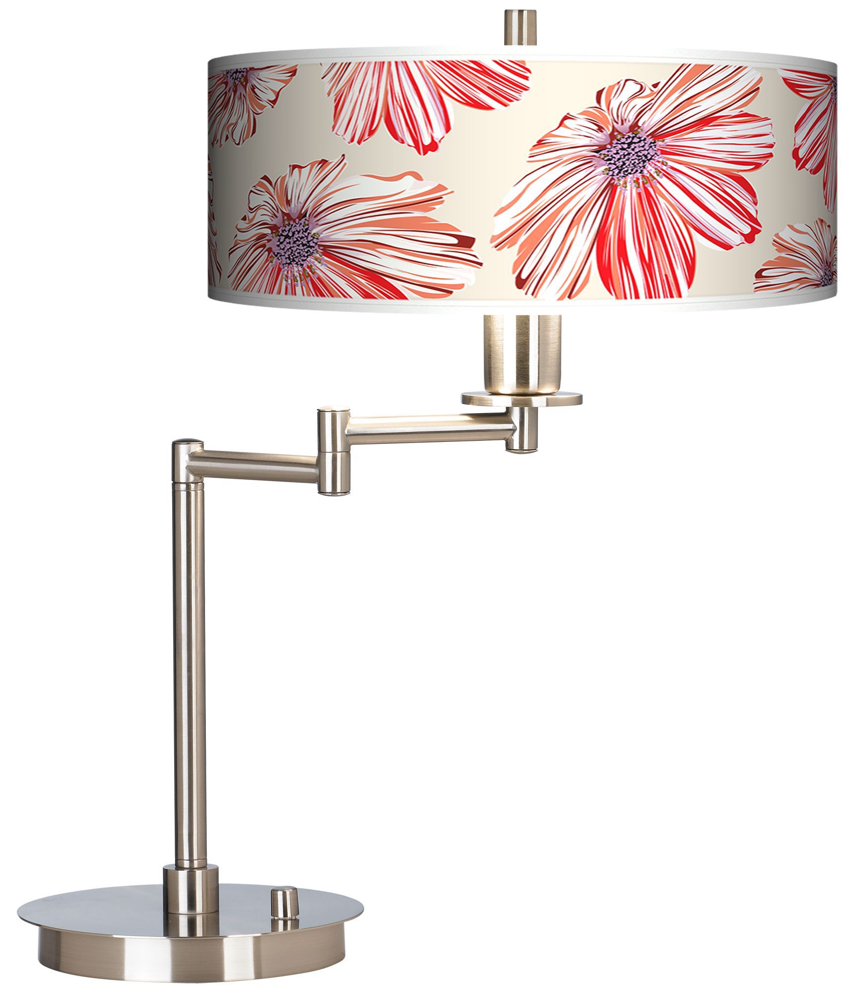 Floral Ruby Giclee CFL Swing Arm Desk Lamp