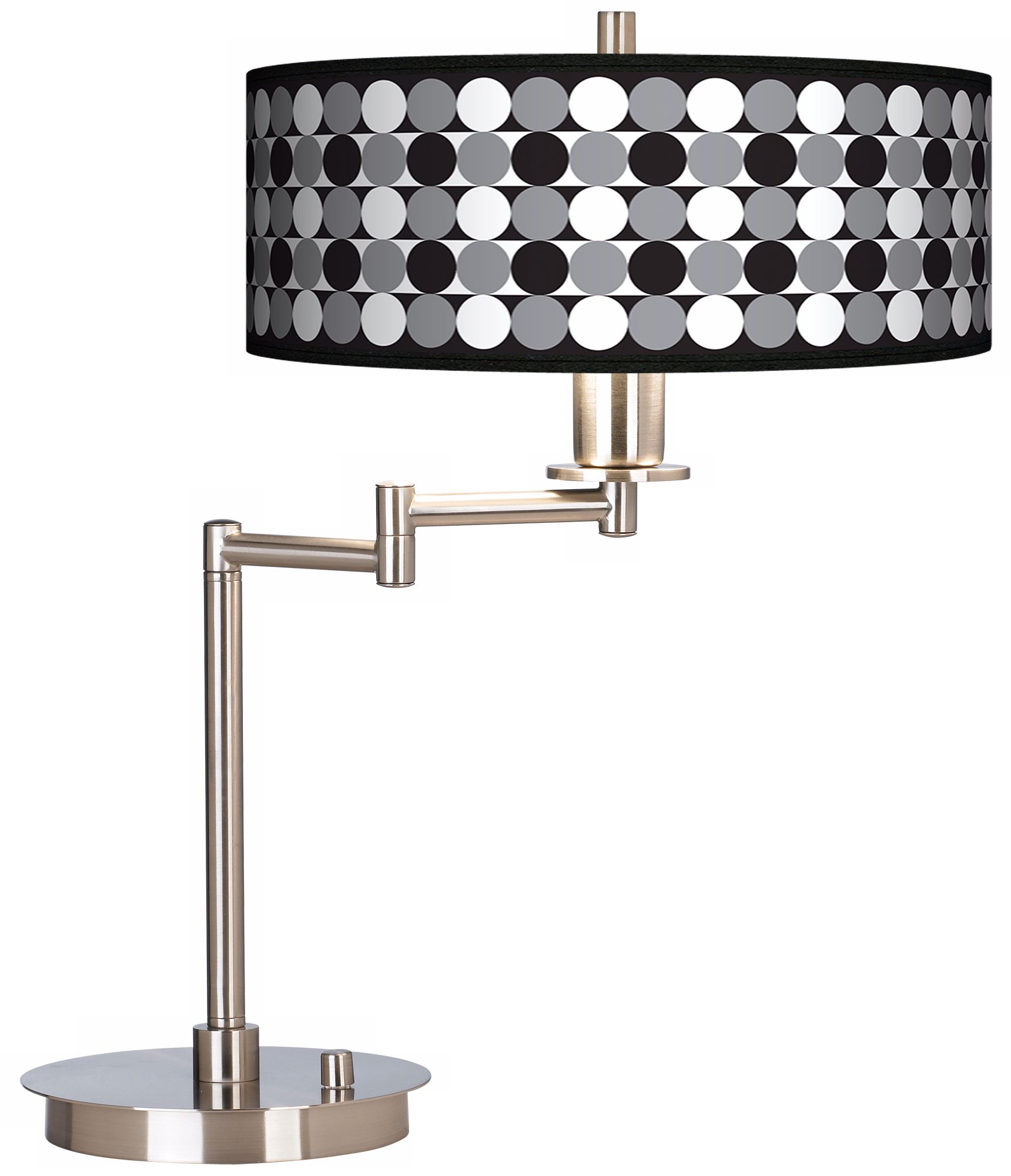 Black Grey Circles Brushed Nickel Energy Efficient Desk Lamp